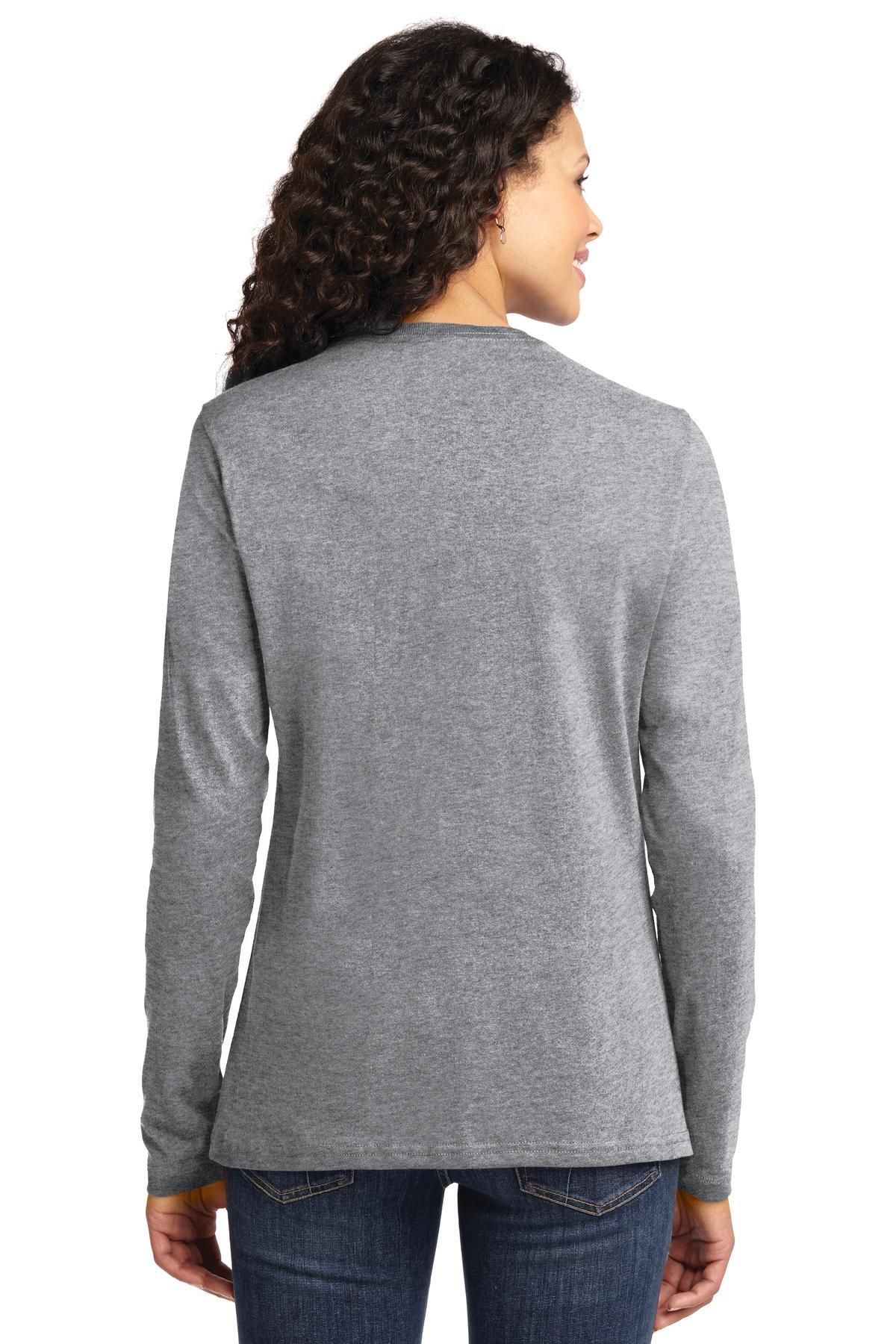 Athl Heather Port & Co Women's Long Sleeve Core Cotton Tee. LPC54LS
