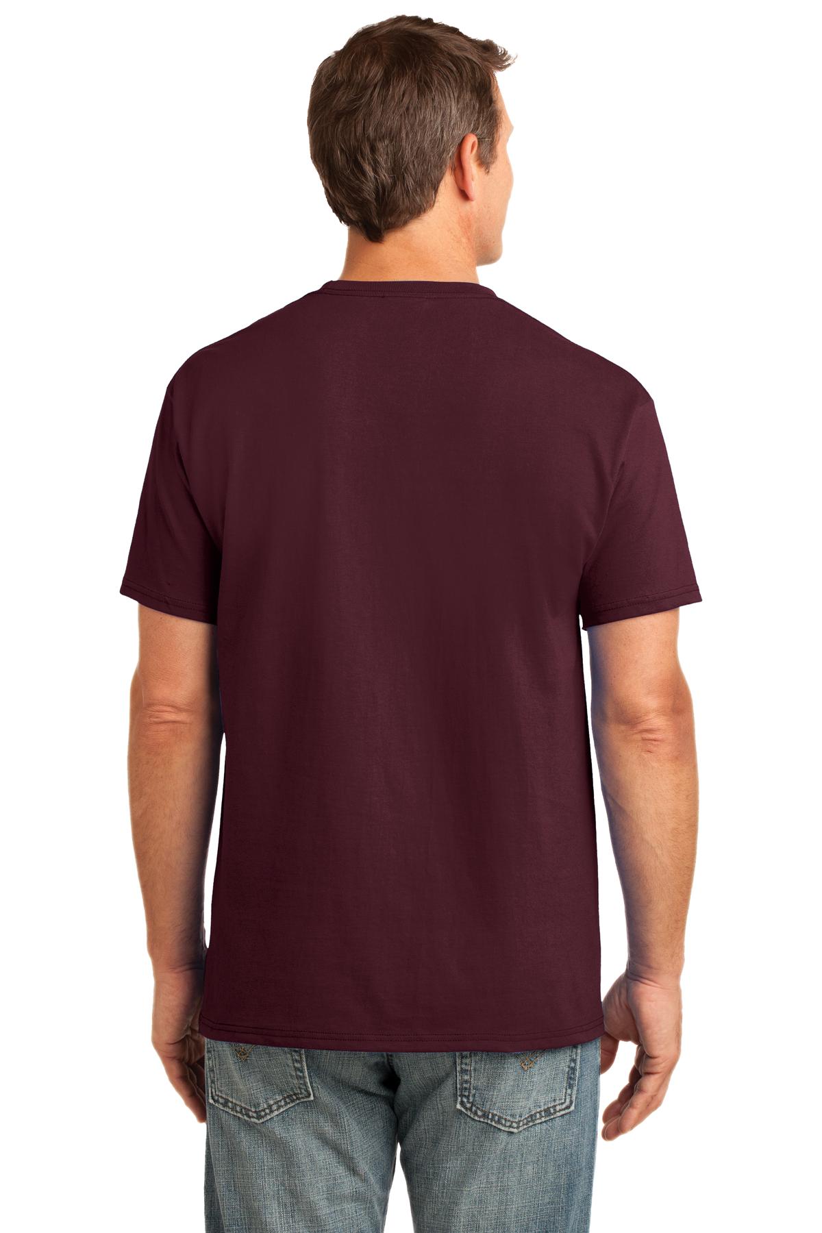 Athl Maroon Port & Co Core Cotton Pocket Tee. PC54P
