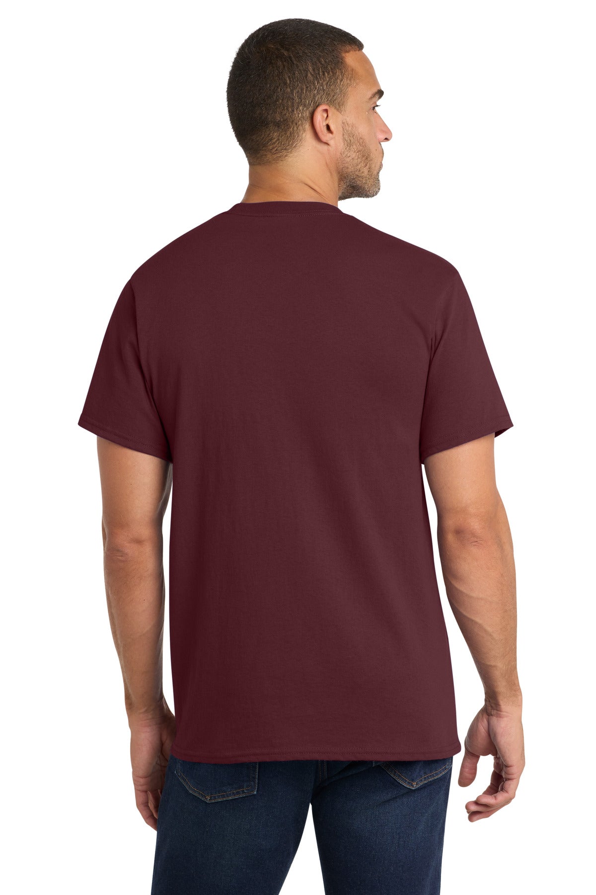 Athl Maroon Port & Co Core Cotton Pocket Tee. PC54P