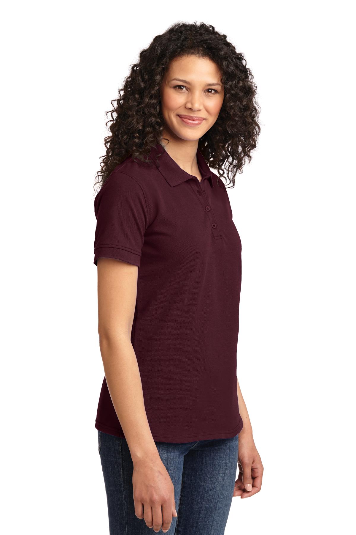 Athl Maroon Port & Co Women's Core Blend Pique Polo. LKP155