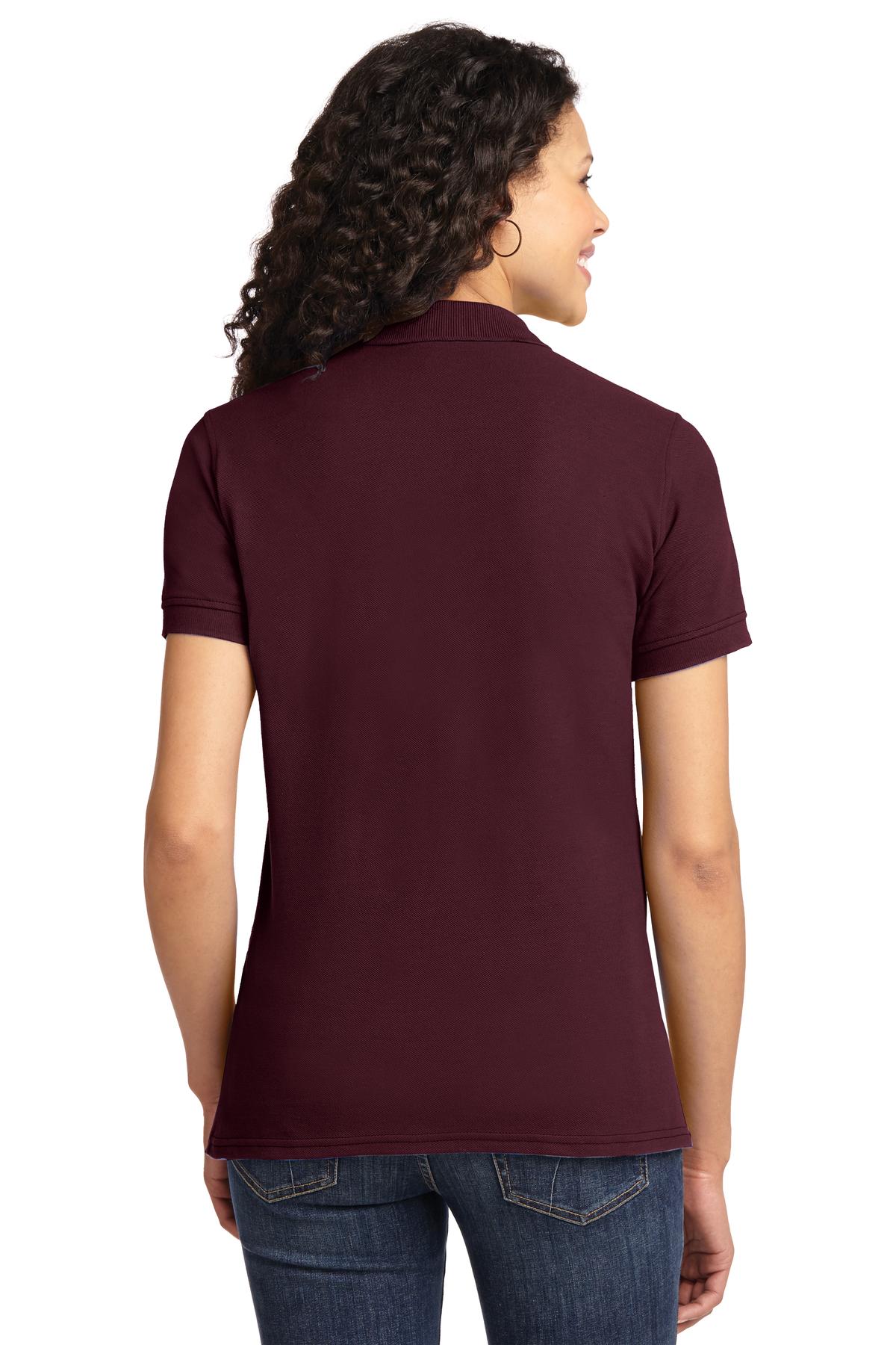 Athl Maroon Port & Co Women's Core Blend Pique Polo. LKP155