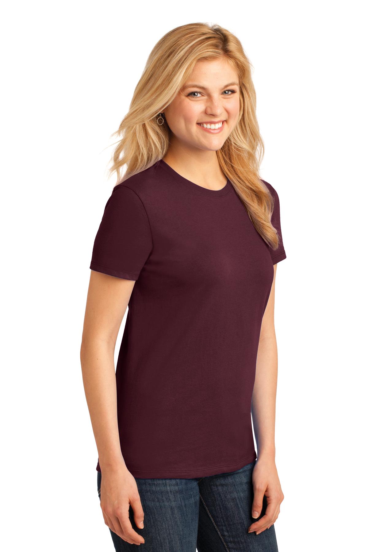Athl Maroon Port & Co Women's Core Cotton Tee. LPC54