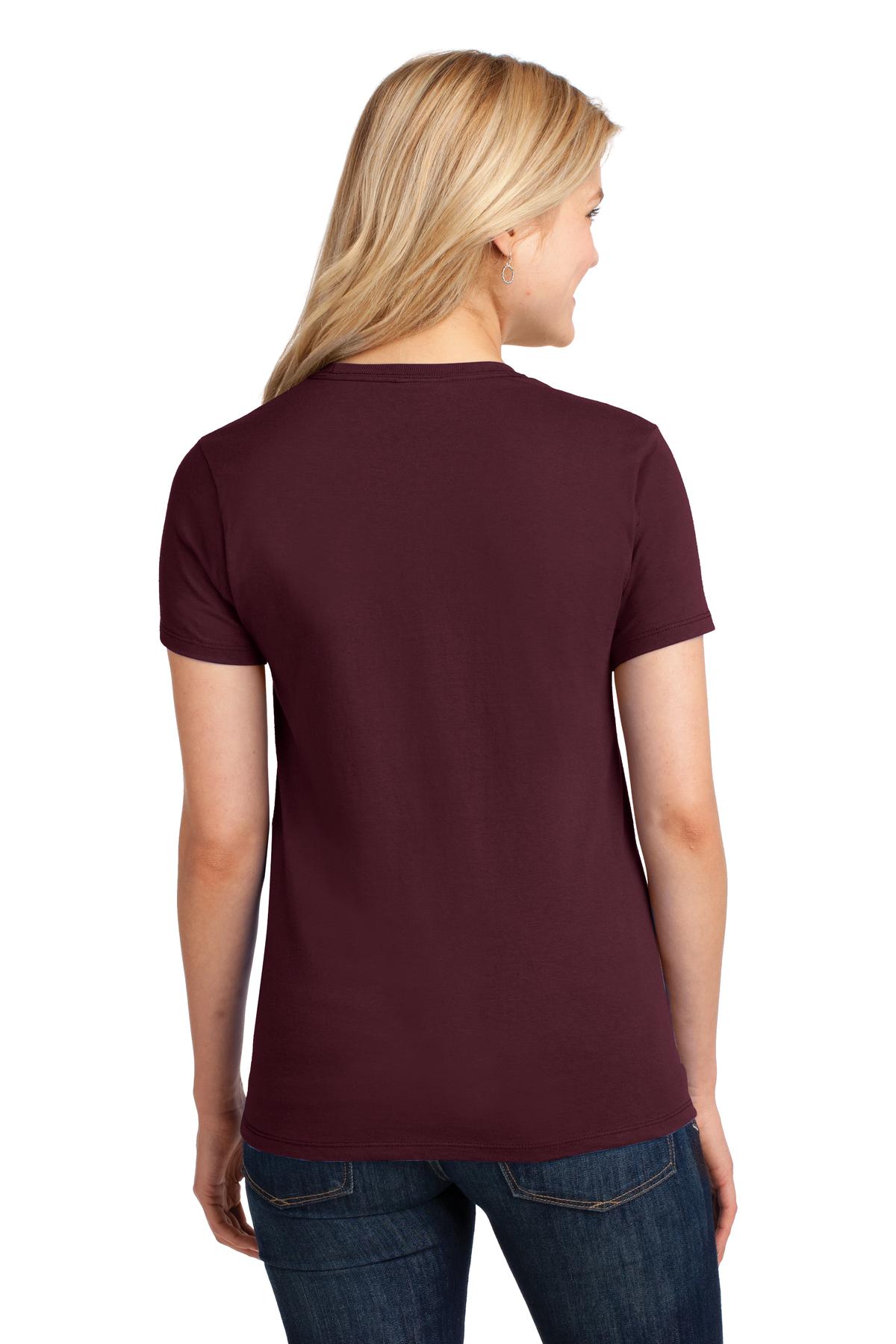Athl Maroon Port & Co Women's Core Cotton Tee. LPC54