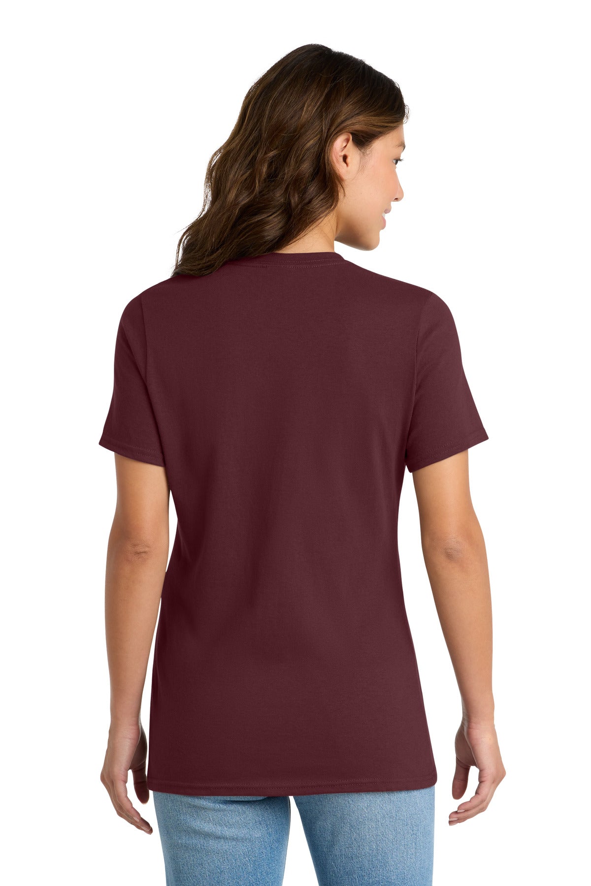 Athl Maroon Port & Co Women's Core Cotton Tee. LPC54