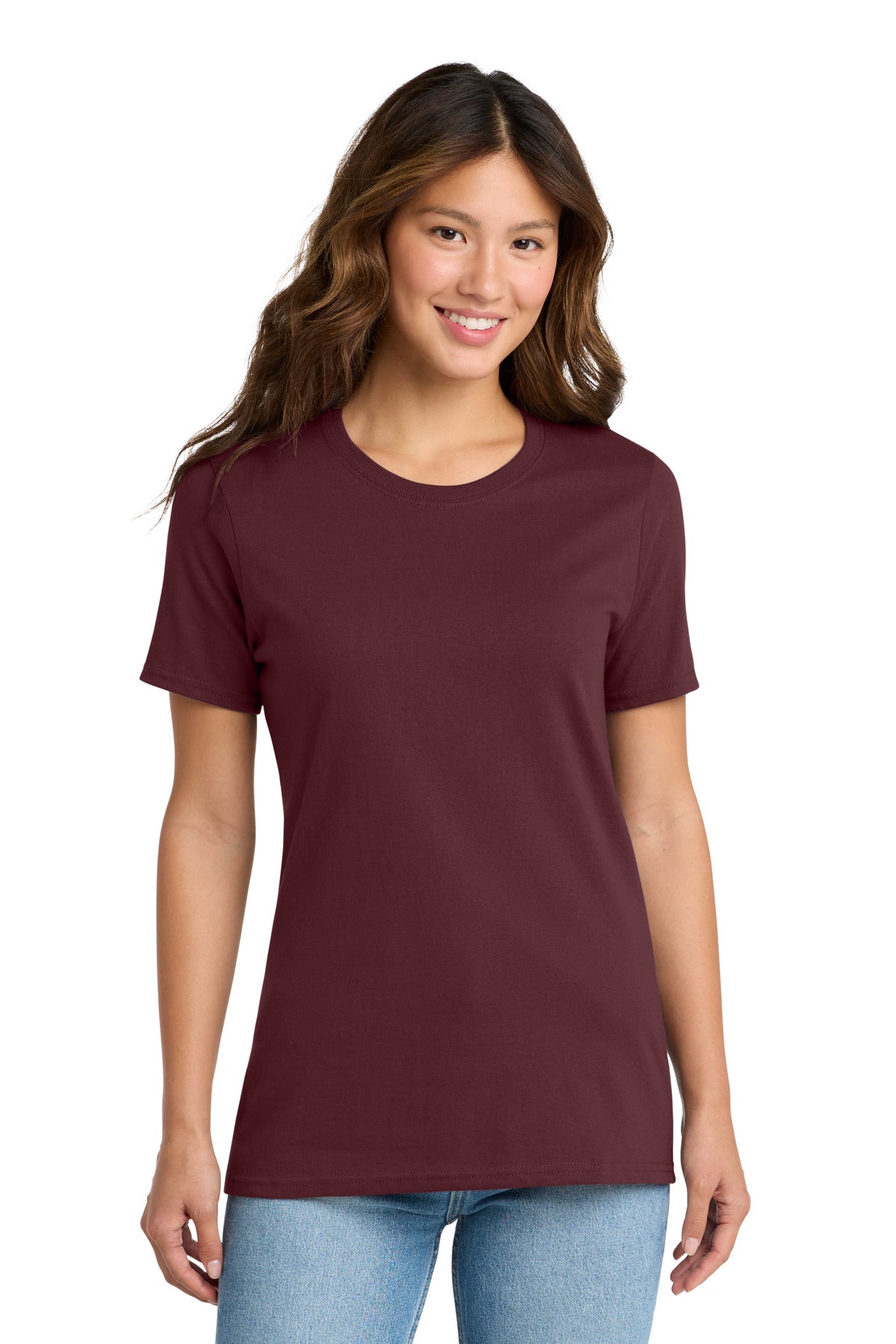 Athl Maroon Port & Co Women's Core Cotton Tee. LPC54