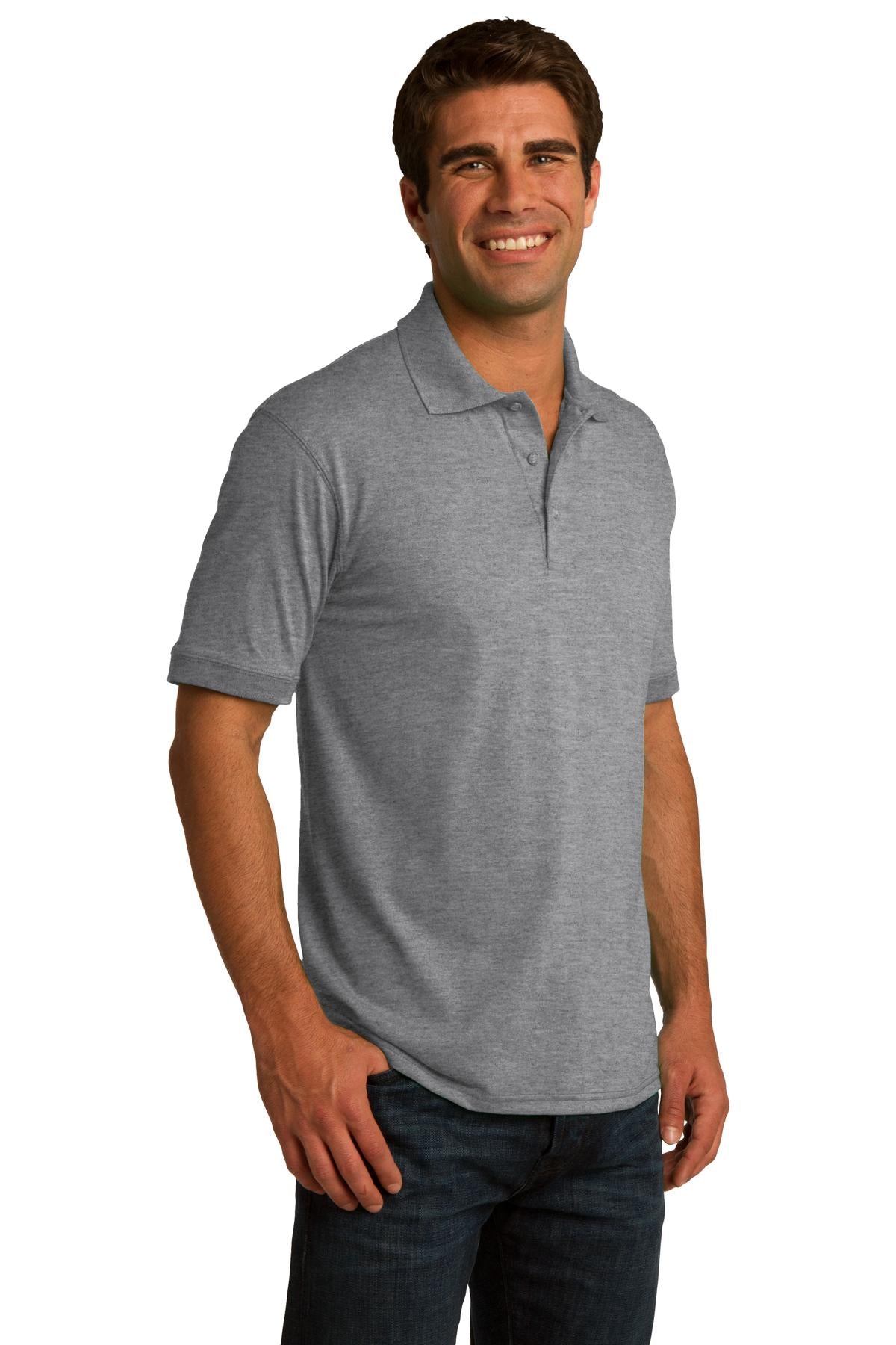 Athletic Hthr Port & Co Core Blend Jersey Knit Polo. KP55