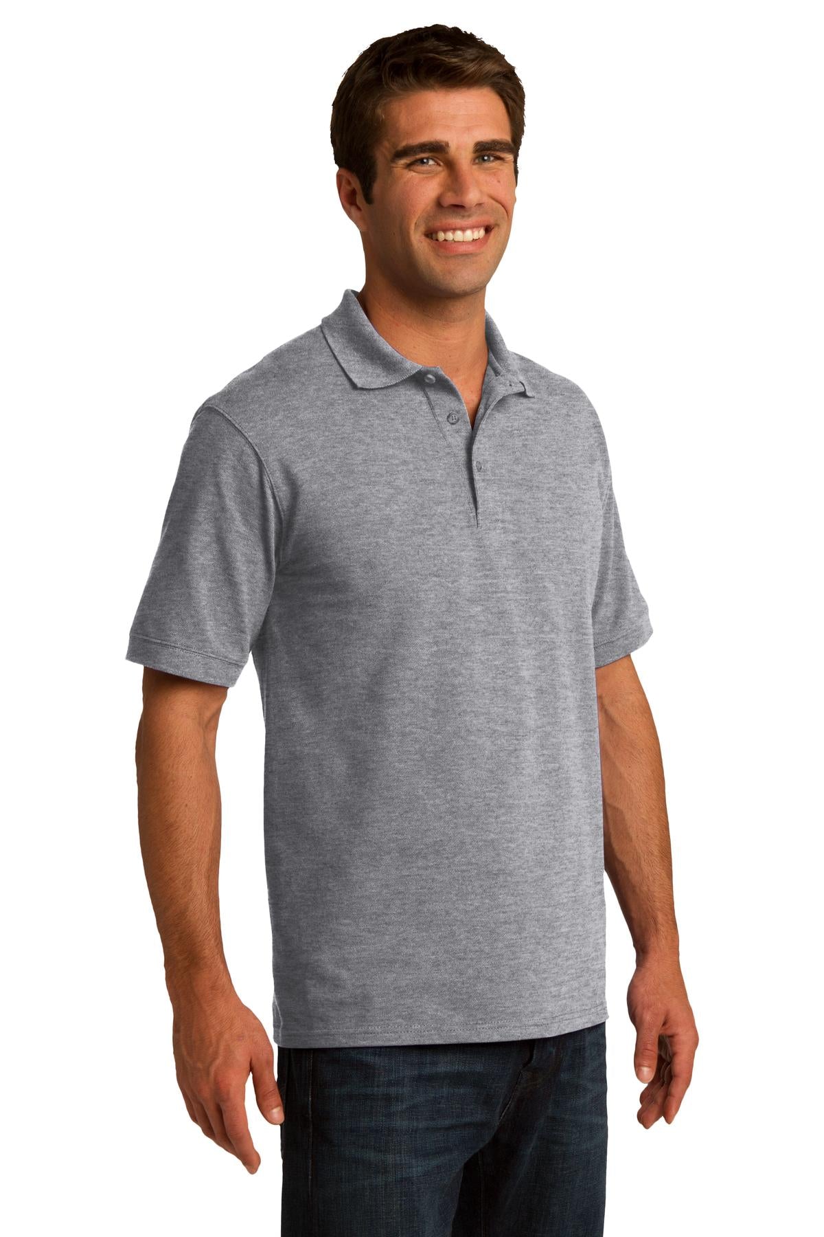 Athletic Hthr Port & Co Core Blend Pique Polo. KP155