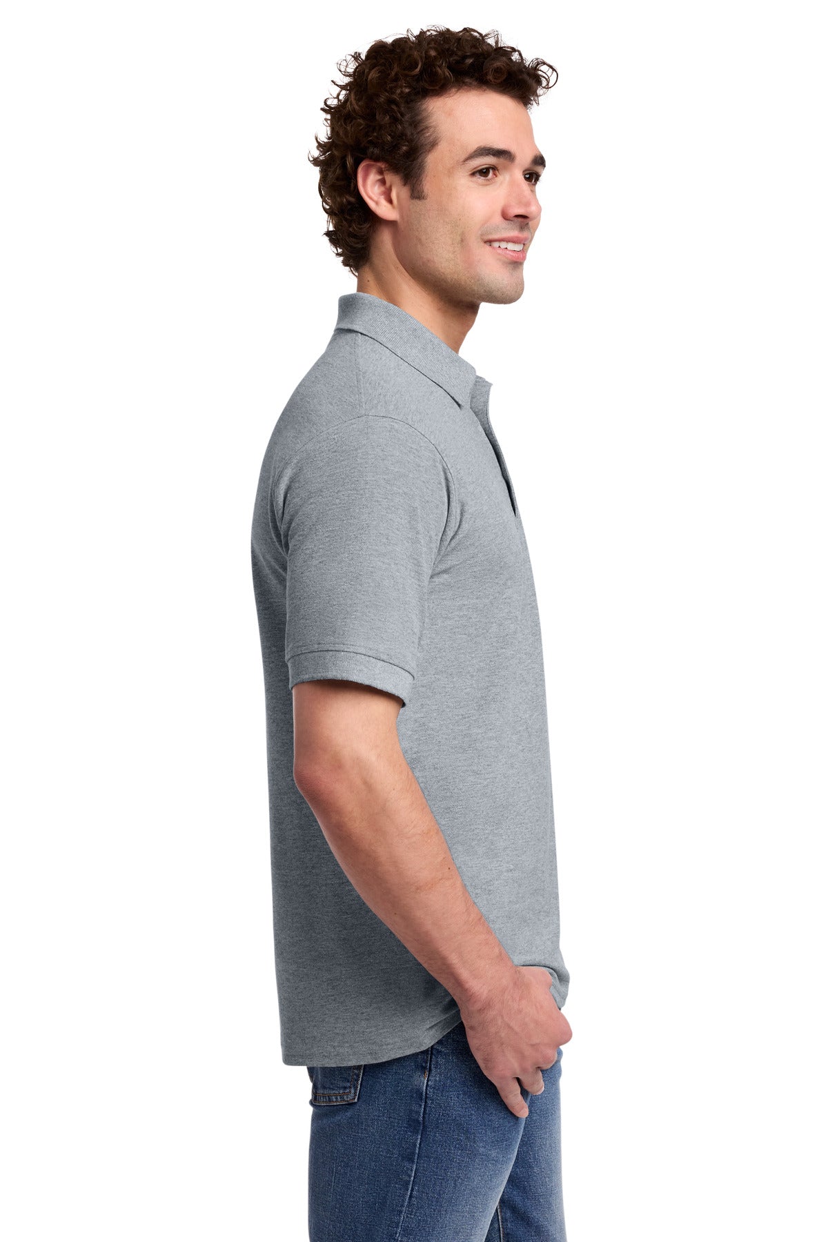 Athletic Hthr Port & Co Core Blend Pique Polo. KP155