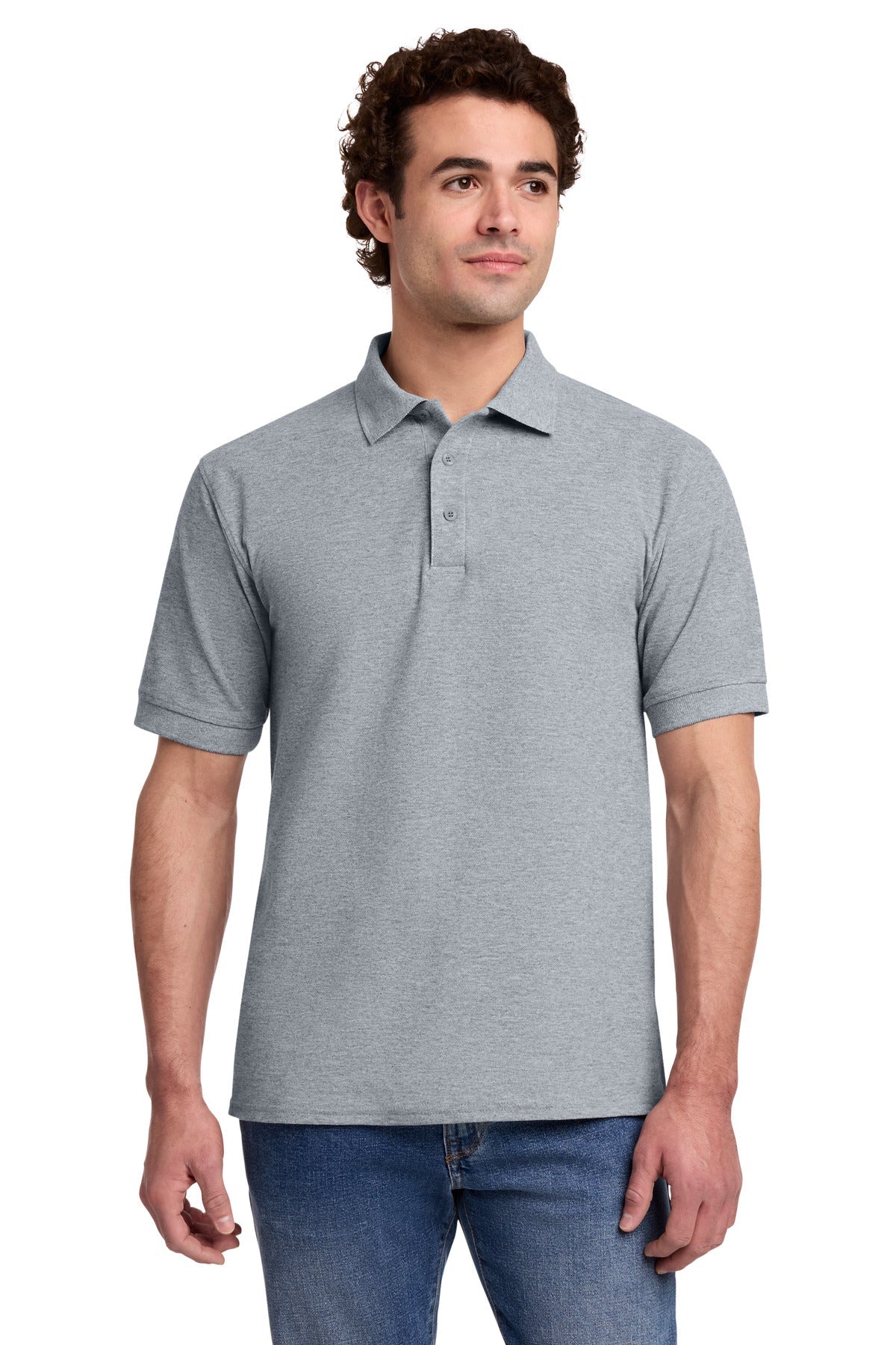 Athletic Hthr Port & Co Core Blend Pique Polo. KP155