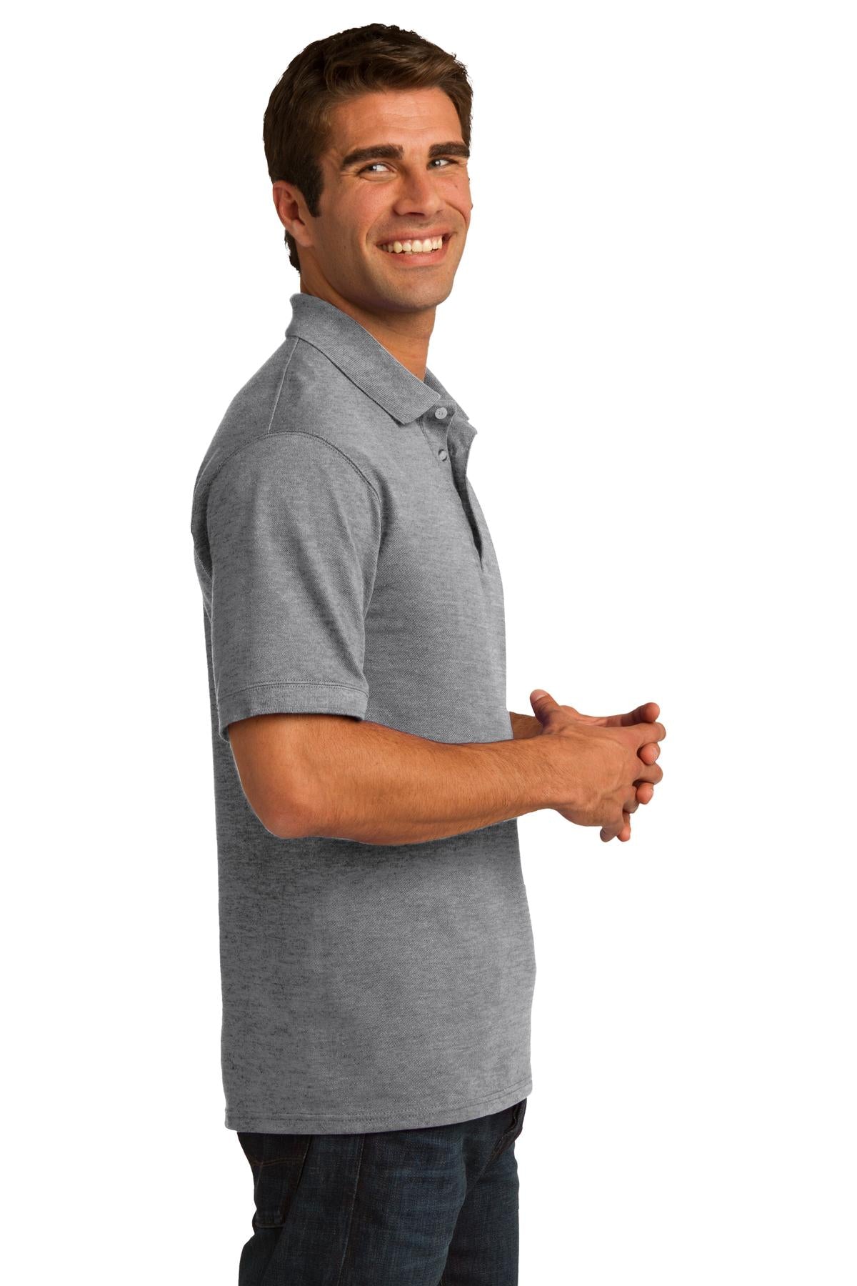 Athletic Hthr Port & Co Core Blend Pique Polo. KP155