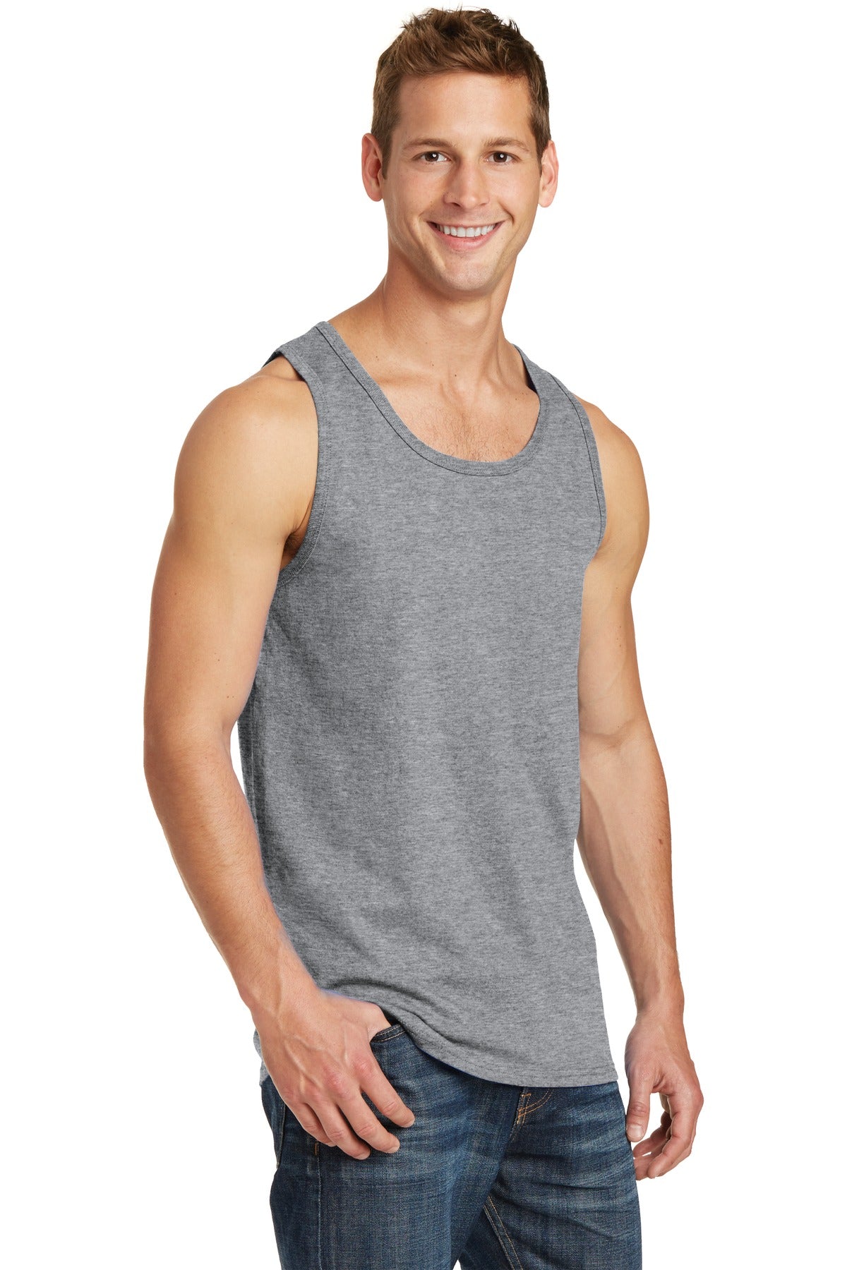 Athletic Hthr Port & Co Core Cotton Tank Top. PC54TT