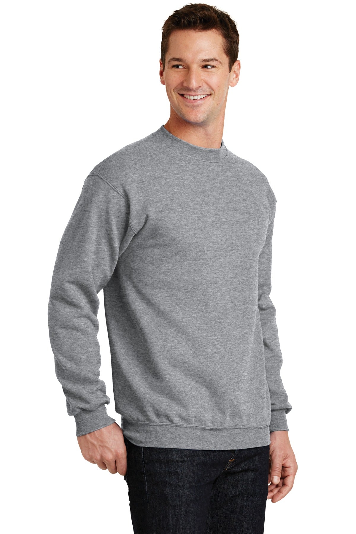 Athletic Hthr Port & Co Core Fleece Crewneck Sweatshirt. PC78
