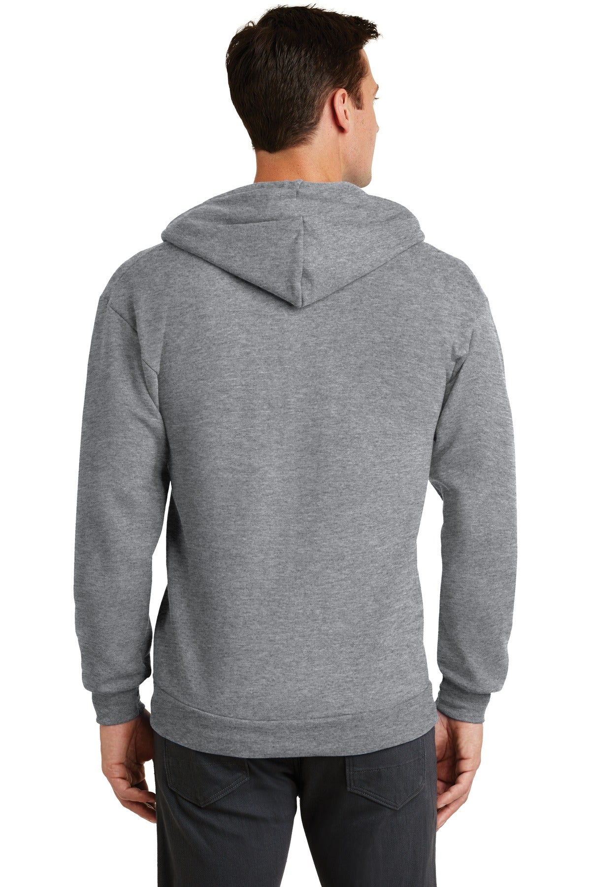 Athletic Hthr Port & Co Core Fleece Full-Zip Hooded Sweatshirt. PC78ZH