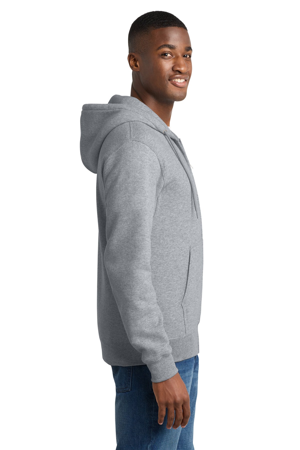 Athletic Hthr Port & Co Core Fleece Full-Zip Hooded Sweatshirt. PC78ZH