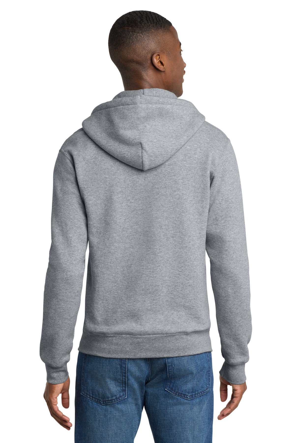 Athletic Hthr Port & Co Core Fleece Full-Zip Hooded Sweatshirt. PC78ZH