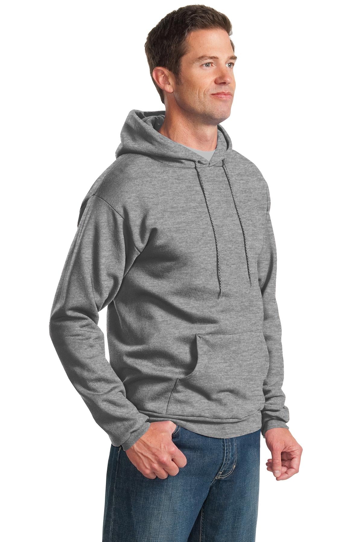Athletic Hthr Port & Co Essential Fleece Pullover Hooded Sweatshirt. PC90H