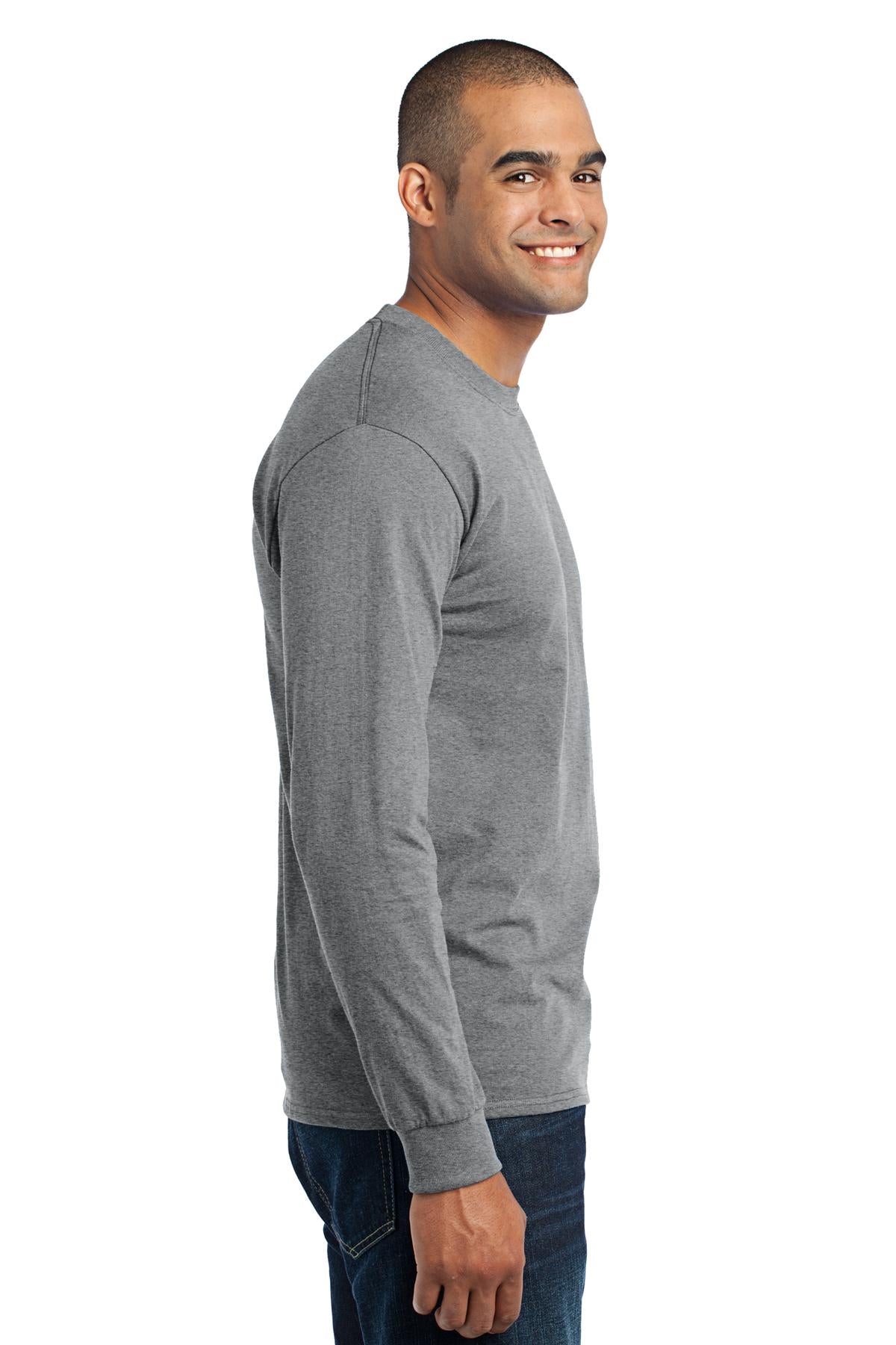 Athletic Hthr Port & Co Long Sleeve Core Blend Tee. PC55LS