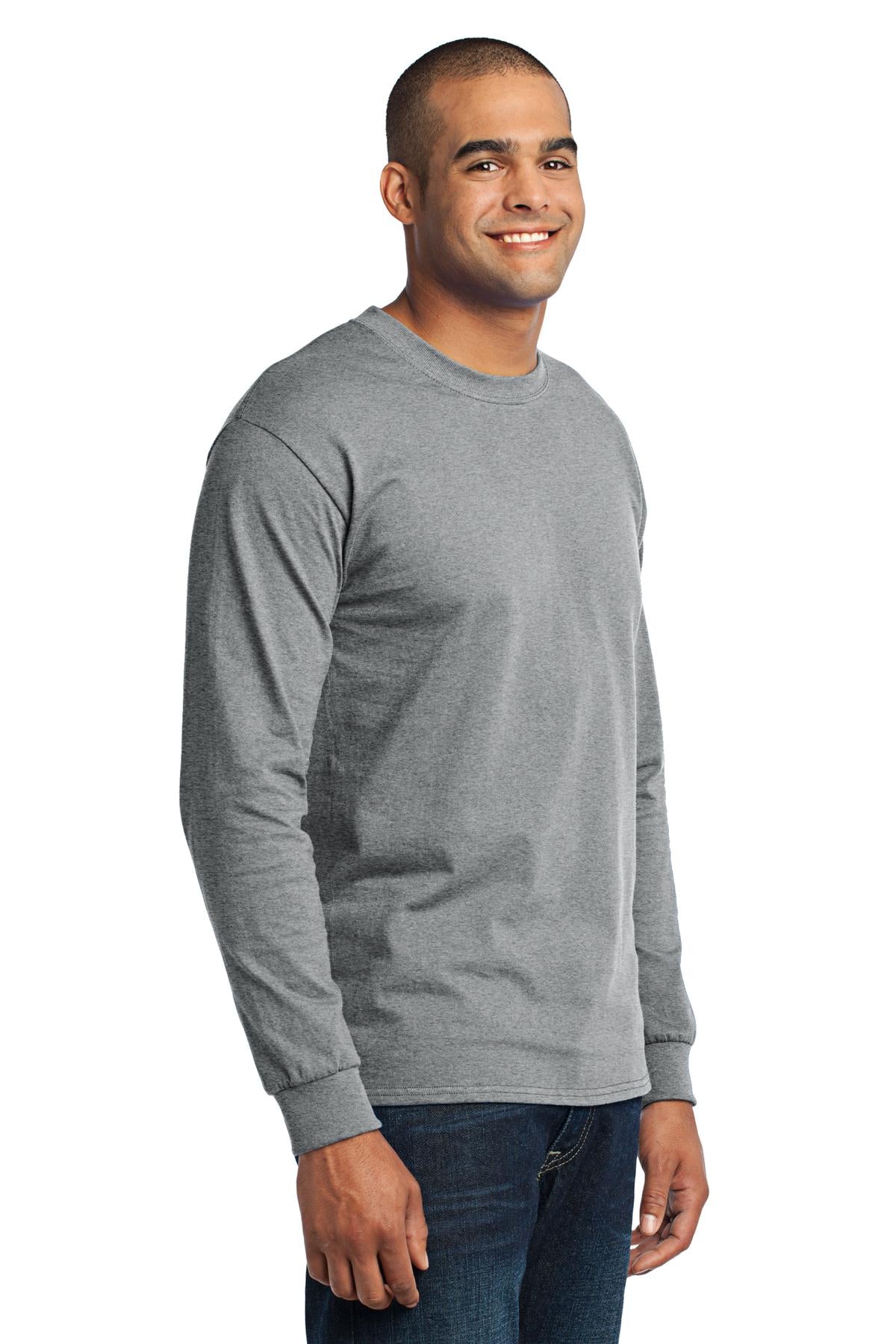 Athletic Hthr Port & Co Long Sleeve Core Blend Tee. PC55LS