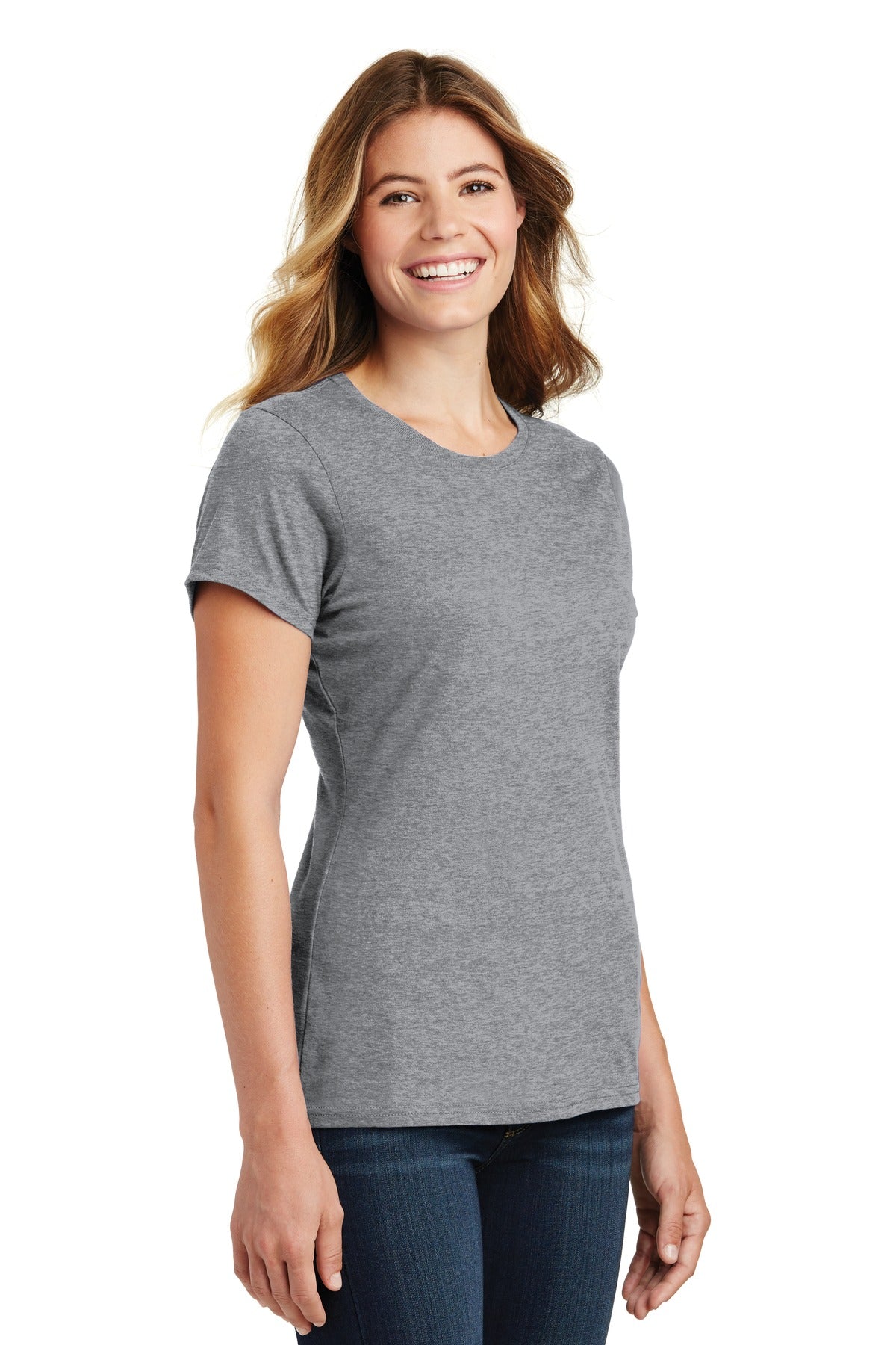 Athletic Hthr Port & Co Women's Fan Favorite Tee. LPC450