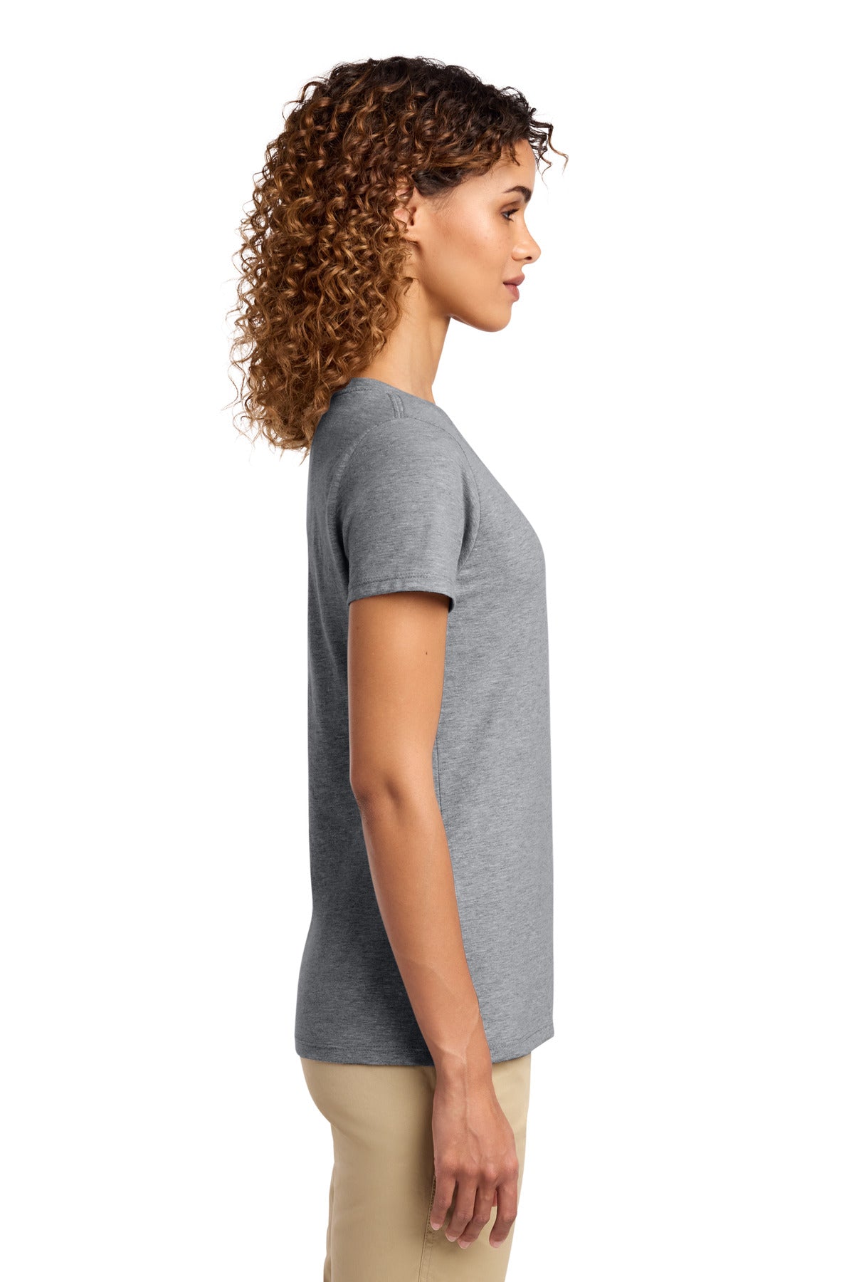 Athletic Hthr Port & Co Women's Fan Favorite V-Neck Tee. LPC450V
