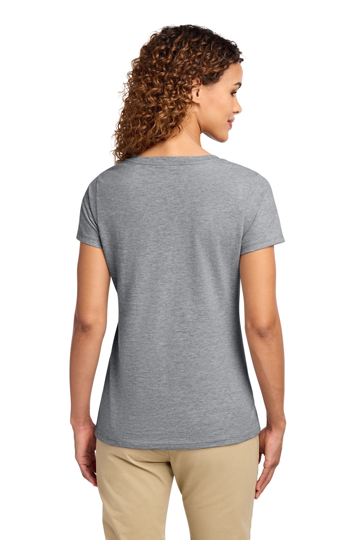 Athletic Hthr Port & Co Women's Fan Favorite V-Neck Tee. LPC450V