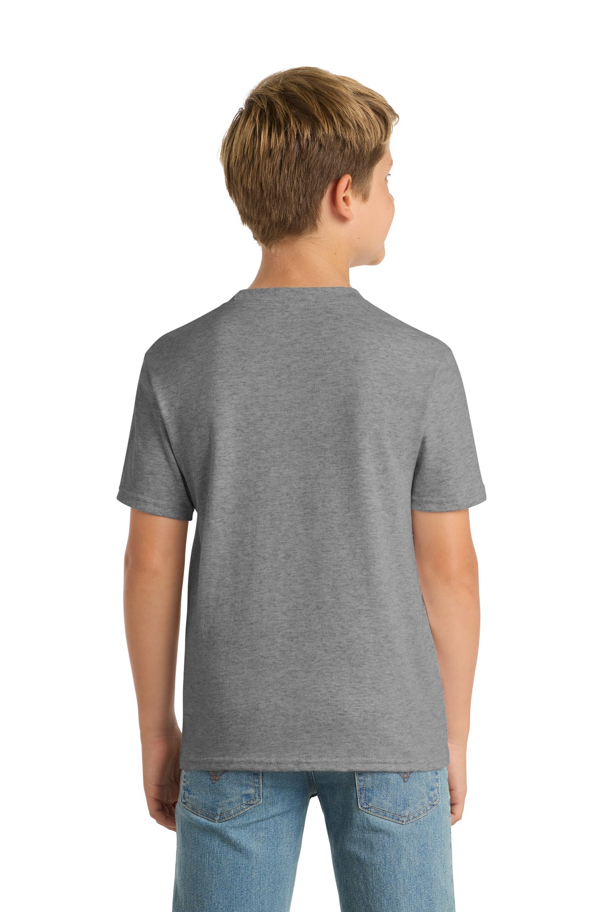 Athletic Hthr Port & Co Youth Core Blend Tee. PC55Y