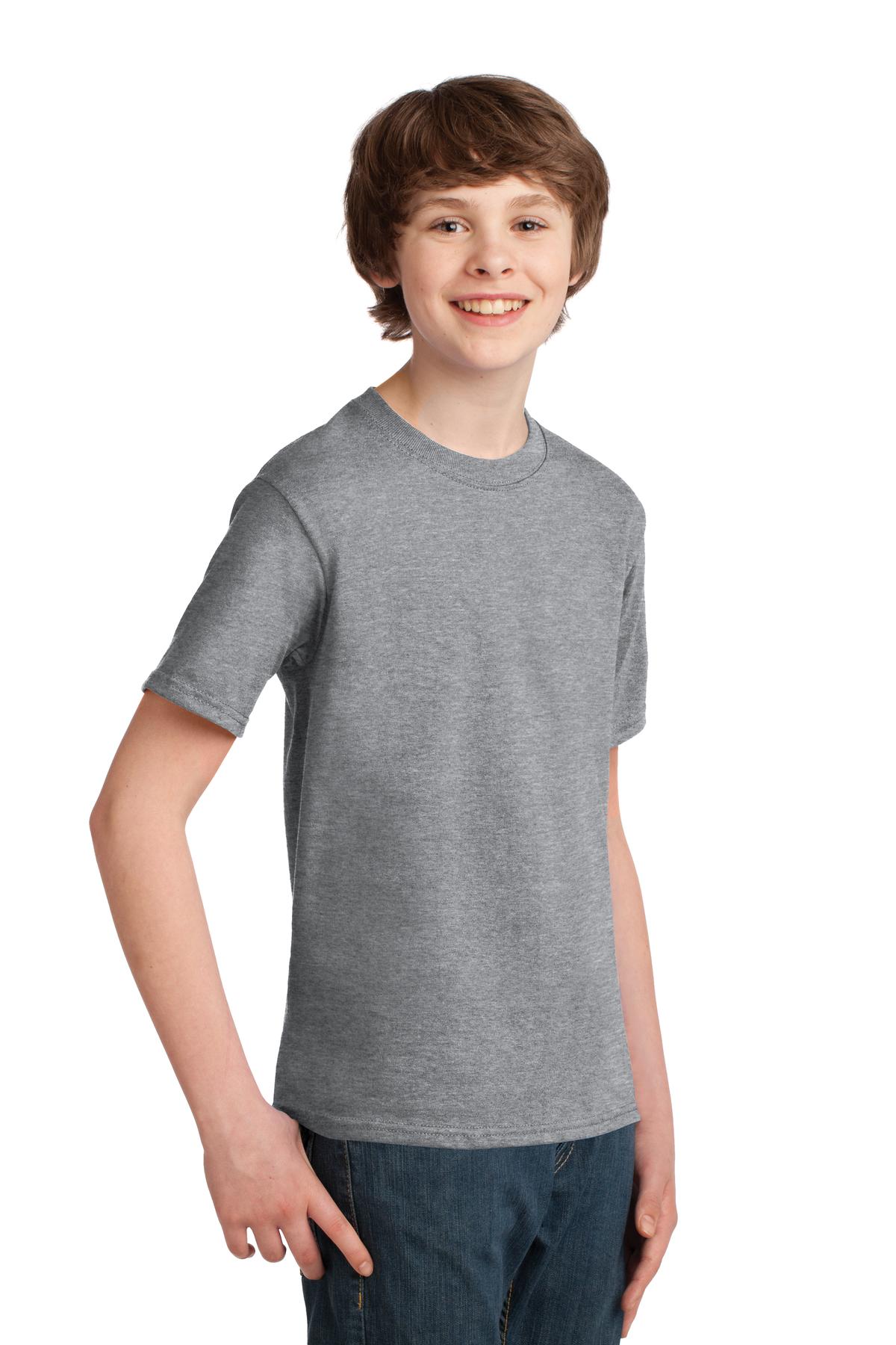 Athletic Hthr Port & Co Youth Essential Tee. PC61Y