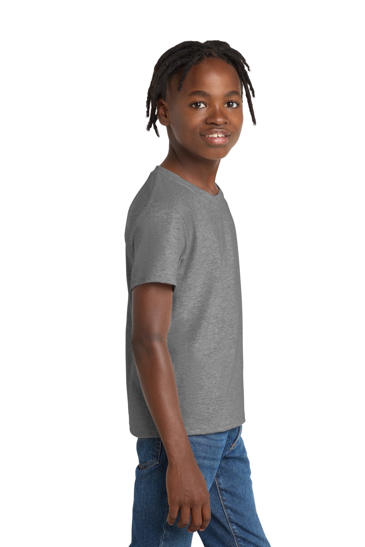 Athletic Hthr Port & Co Youth Essential Tee. PC61Y