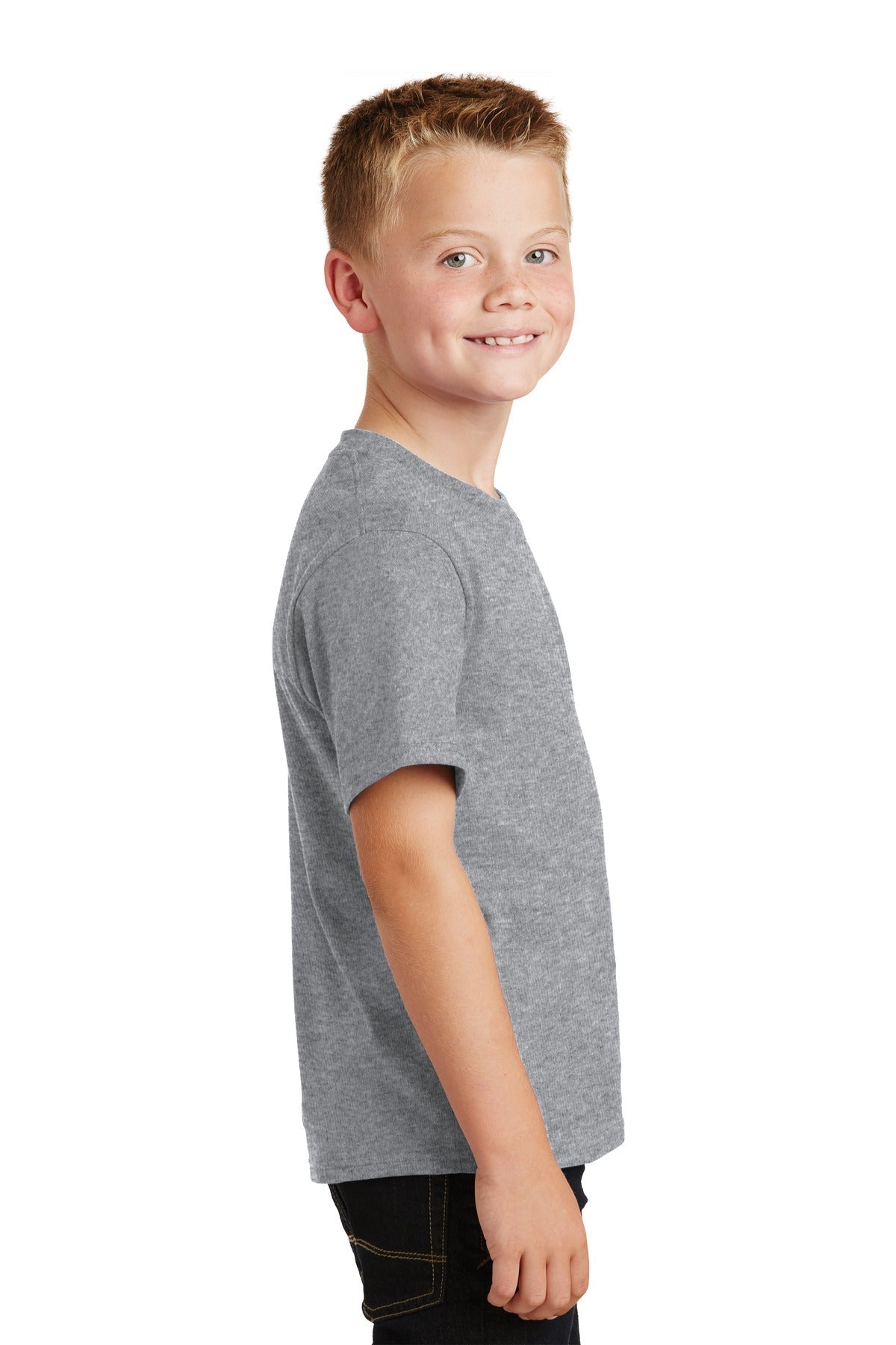 Athletic Hthr Port & Co Youth Fan Favorite Tee. PC450Y