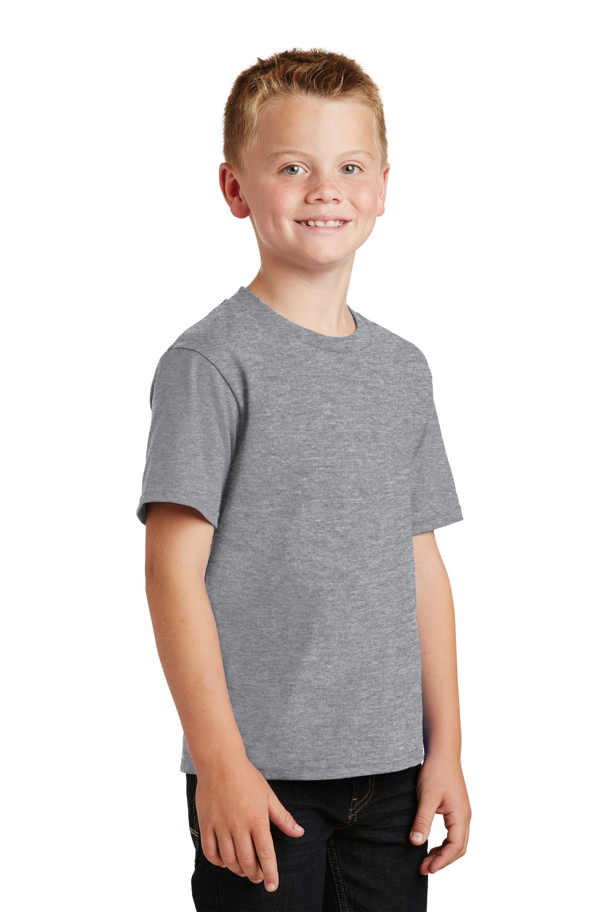 Athletic Hthr Port & Co Youth Fan Favorite Tee. PC450Y