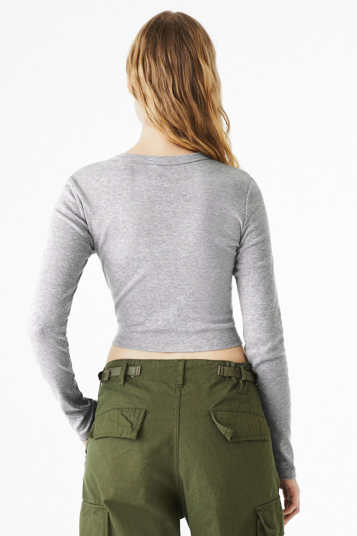 AthlHthr BELLA+CANVAS Women's Micro Rib Long Sleeve Baby Tee BC1501