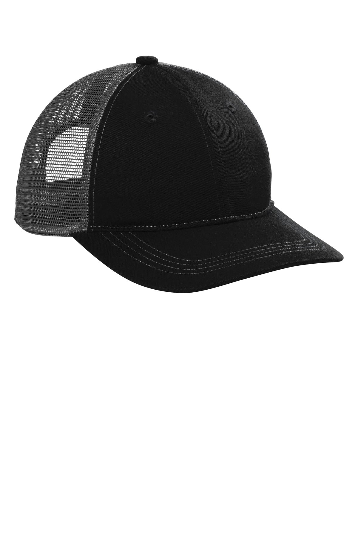 Bk/GyStl Port Authority Unstructured Snapback Trucker Cap C409