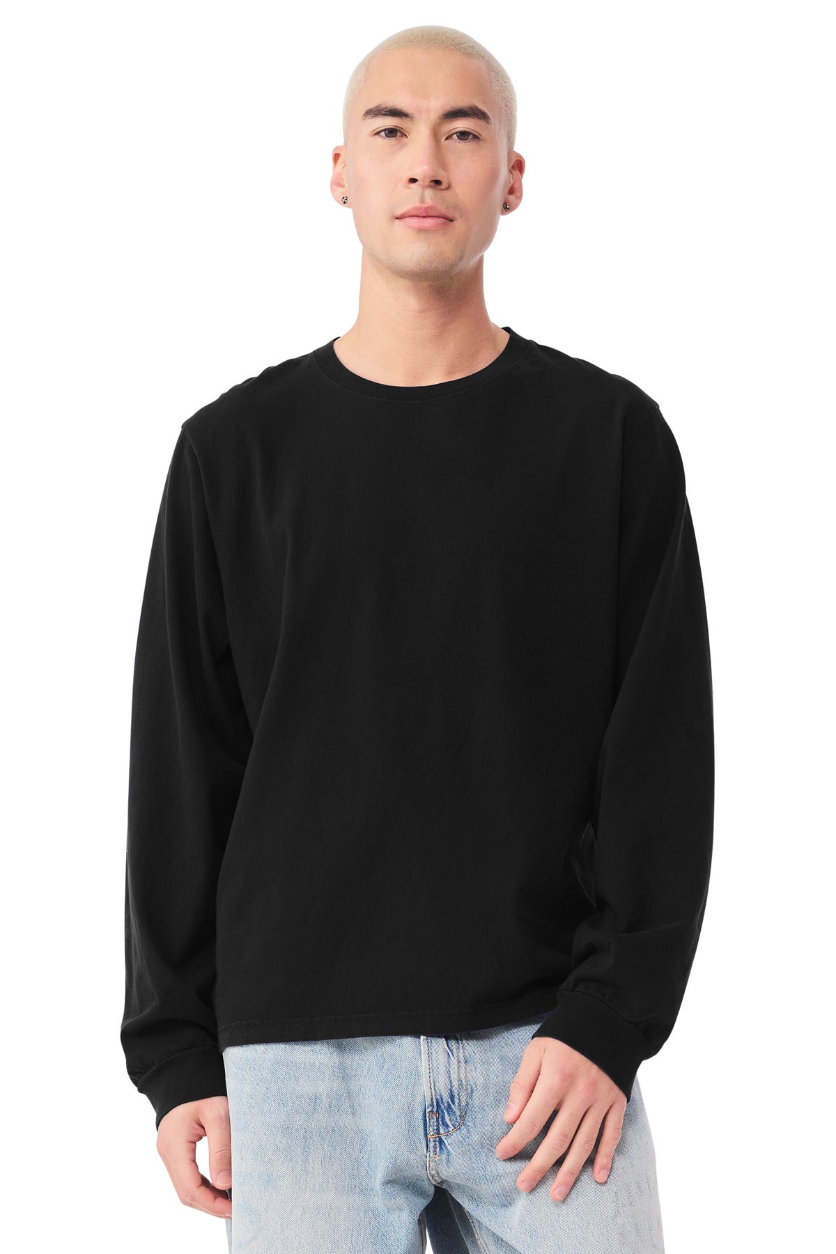 Black BELLA+CANVAS Unisex Heavyweight Garment-Dyed Long Sleeve Tee BC4851GD