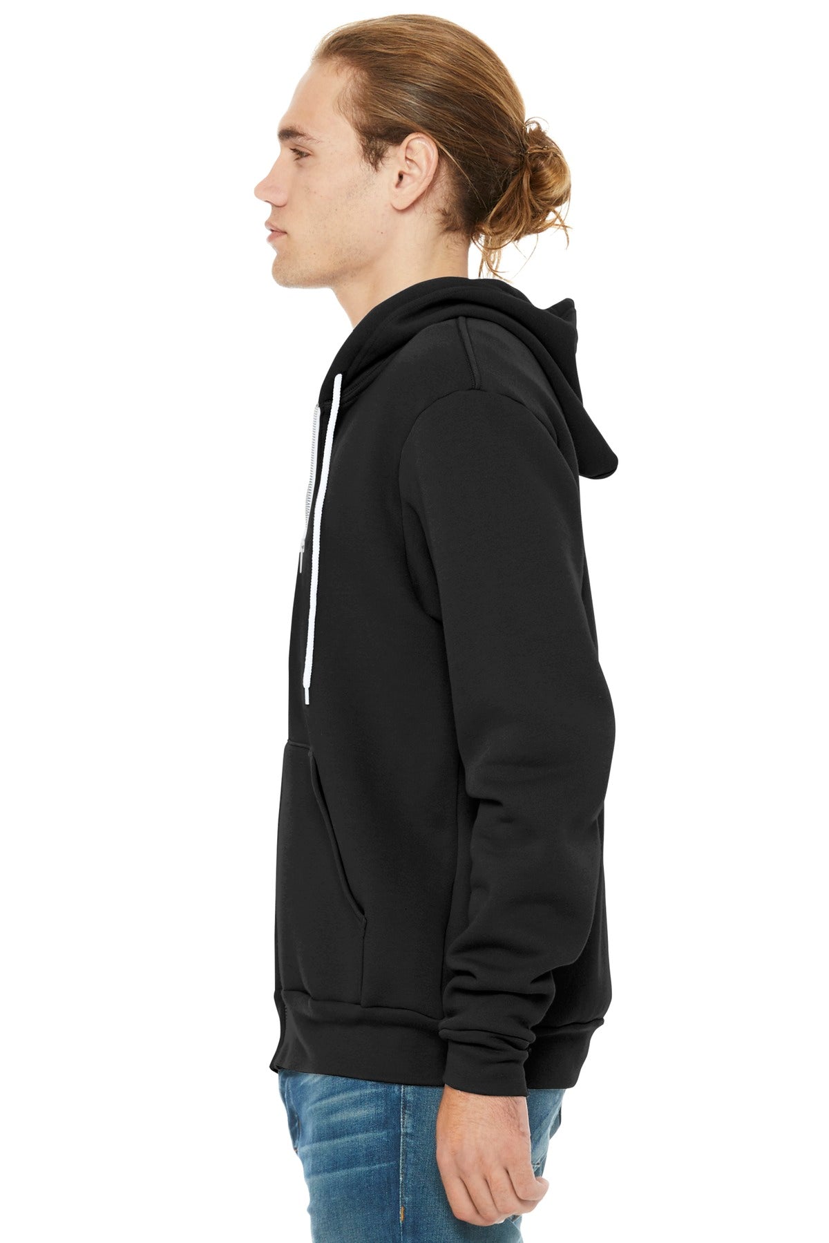 Black BELLA+CANVAS Unisex Sponge Fleece Full-Zip Hoodie. BC3739