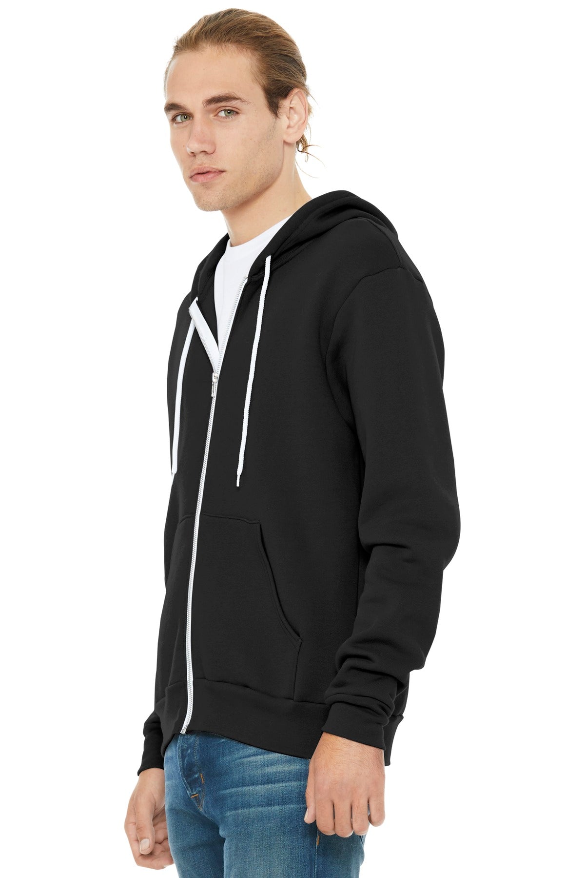 Black BELLA+CANVAS Unisex Sponge Fleece Full-Zip Hoodie. BC3739