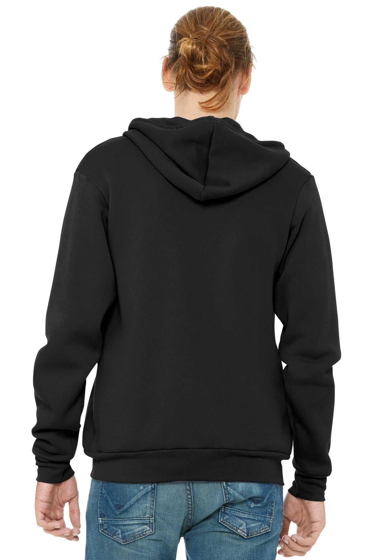 Black BELLA+CANVAS Unisex Sponge Fleece Full-Zip Hoodie. BC3739
