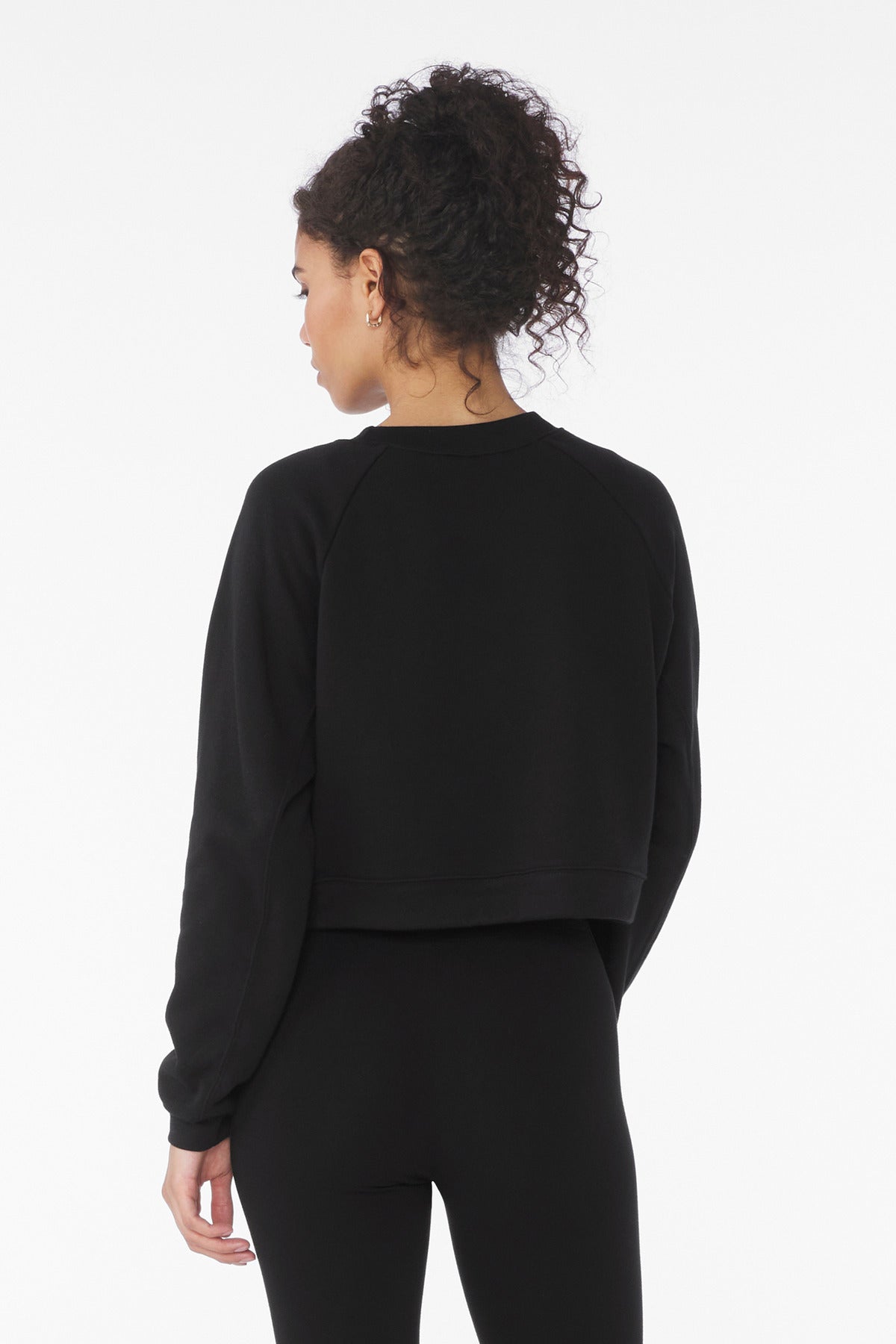 Black BELLA+CANVAS Women's Raglan Pullover Sponge Fleece BC7505