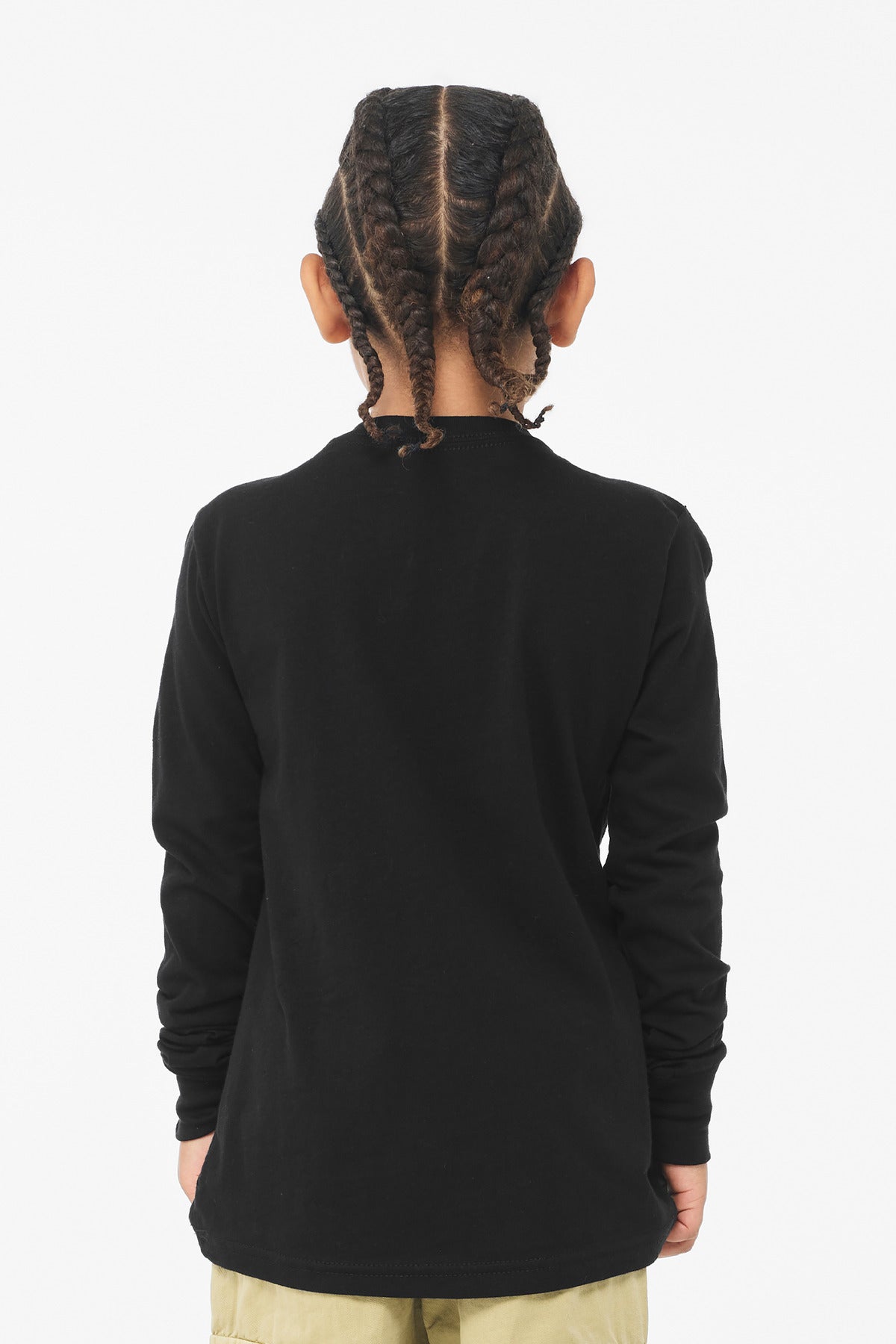 Black BELLA+CANVAS Youth Jersey Long Sleeve Tee BC3501Y