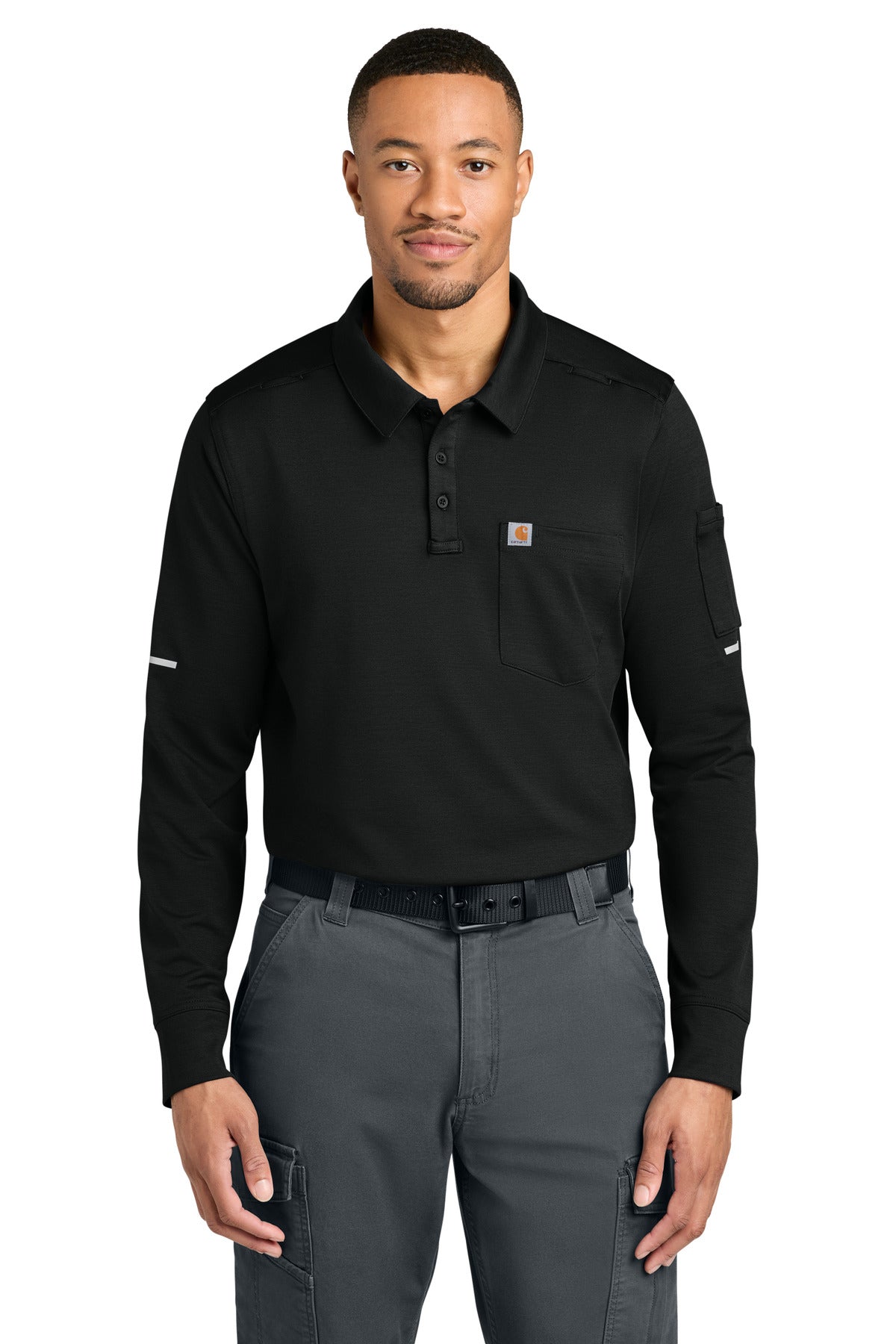 Black Carhartt FLD & RSCU Long Sleeve Polo CTC16129