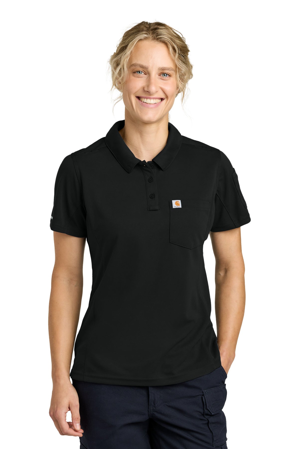 Black Carhartt Women's FLD & RSCU Polo CTC12119