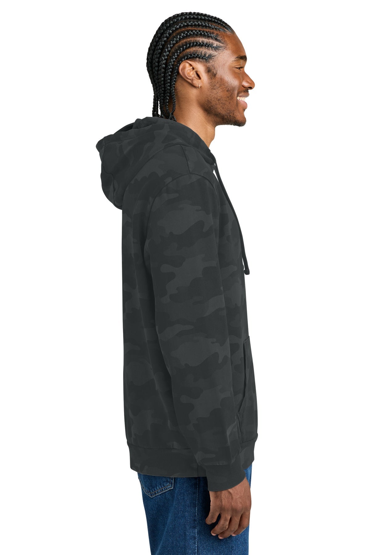 Black District Wash Camo Fleece Hoodie DT2200C