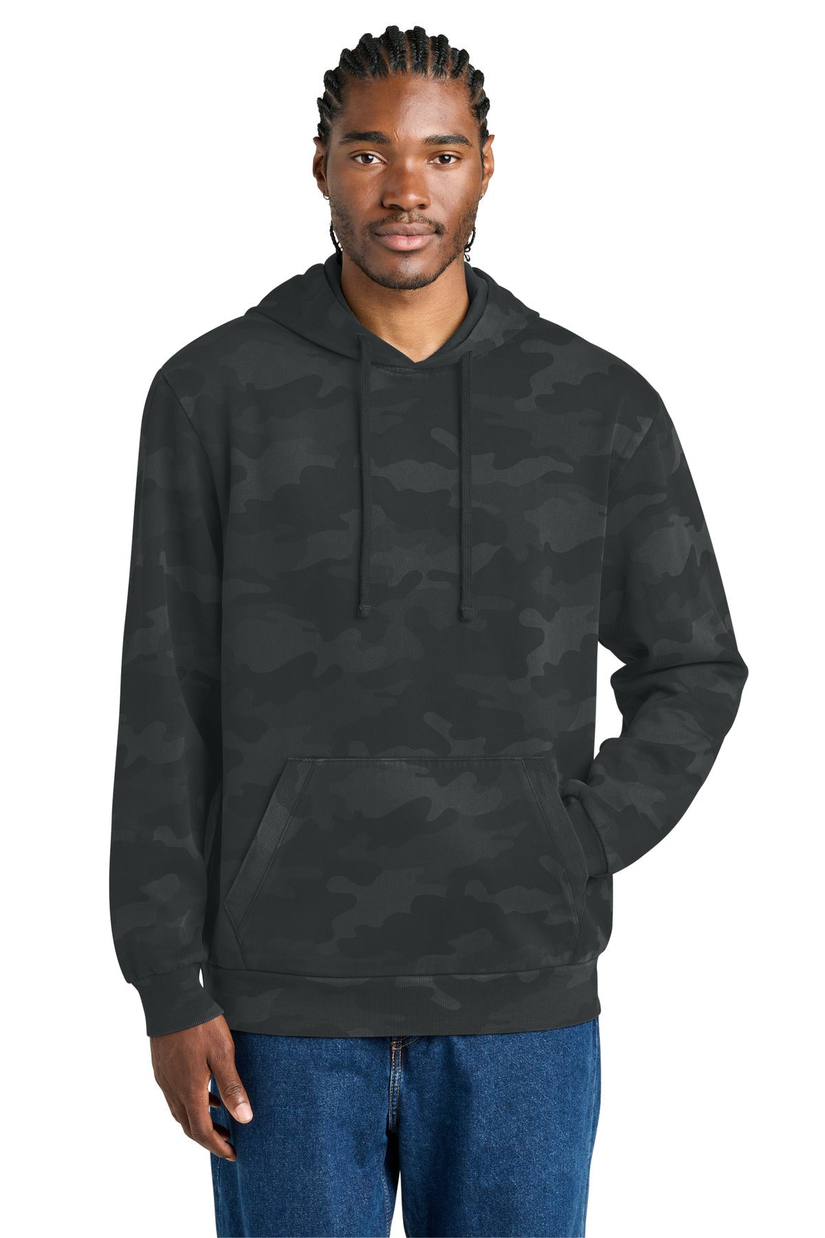 Black District Wash Camo Fleece Hoodie DT2200C