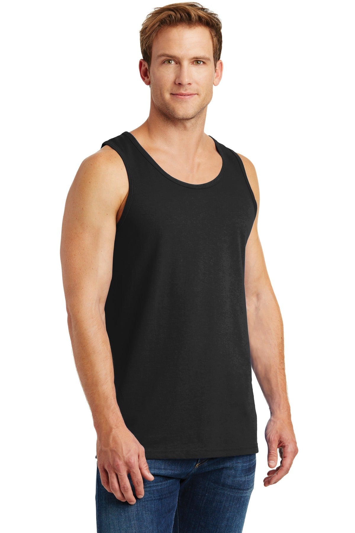 Black Gildan Heavy Cotton Tank Top. G5200