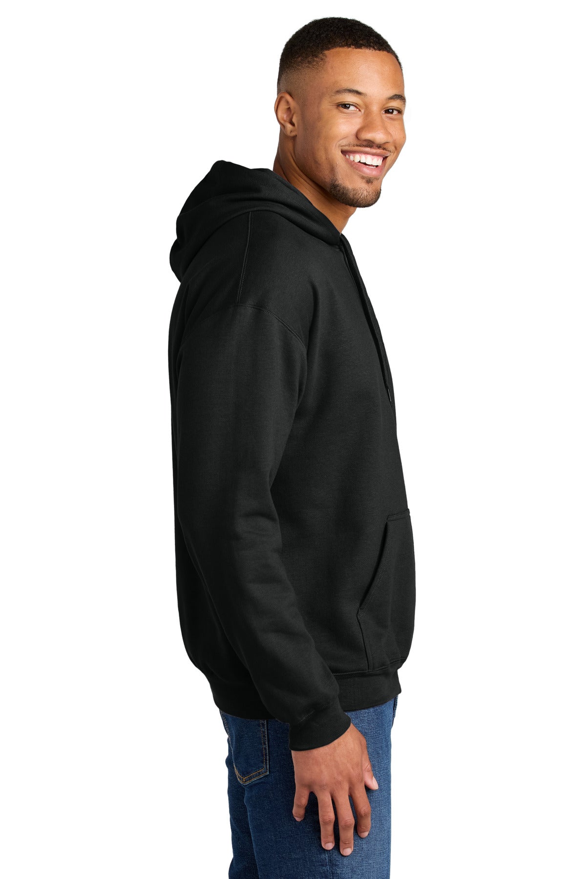 Black Gildan Softstyle Midweight Pullover Hooded Sweatshirt SF500