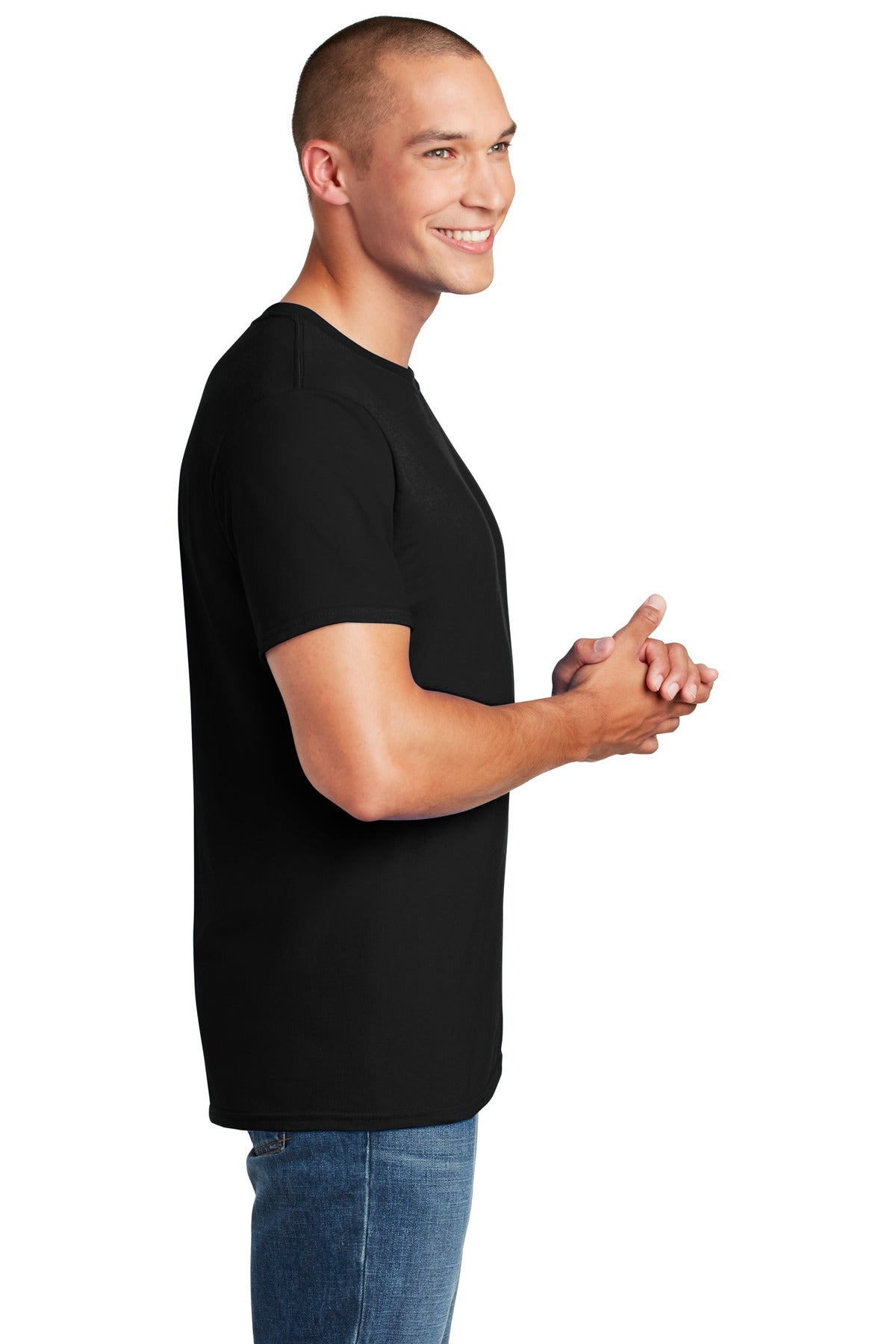 Black Gildan Softstyle T-Shirt. 64000