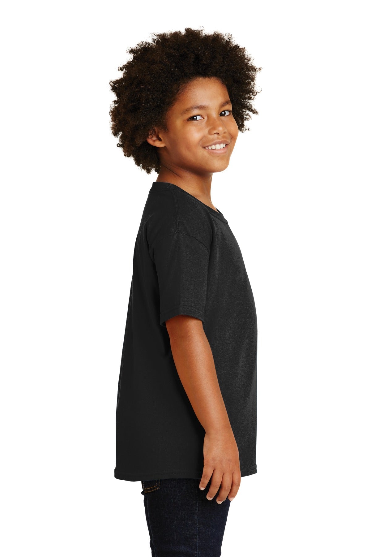 Black Gildan - Youth Heavy Cotton 100% Cotton T-Shirt. 5000B