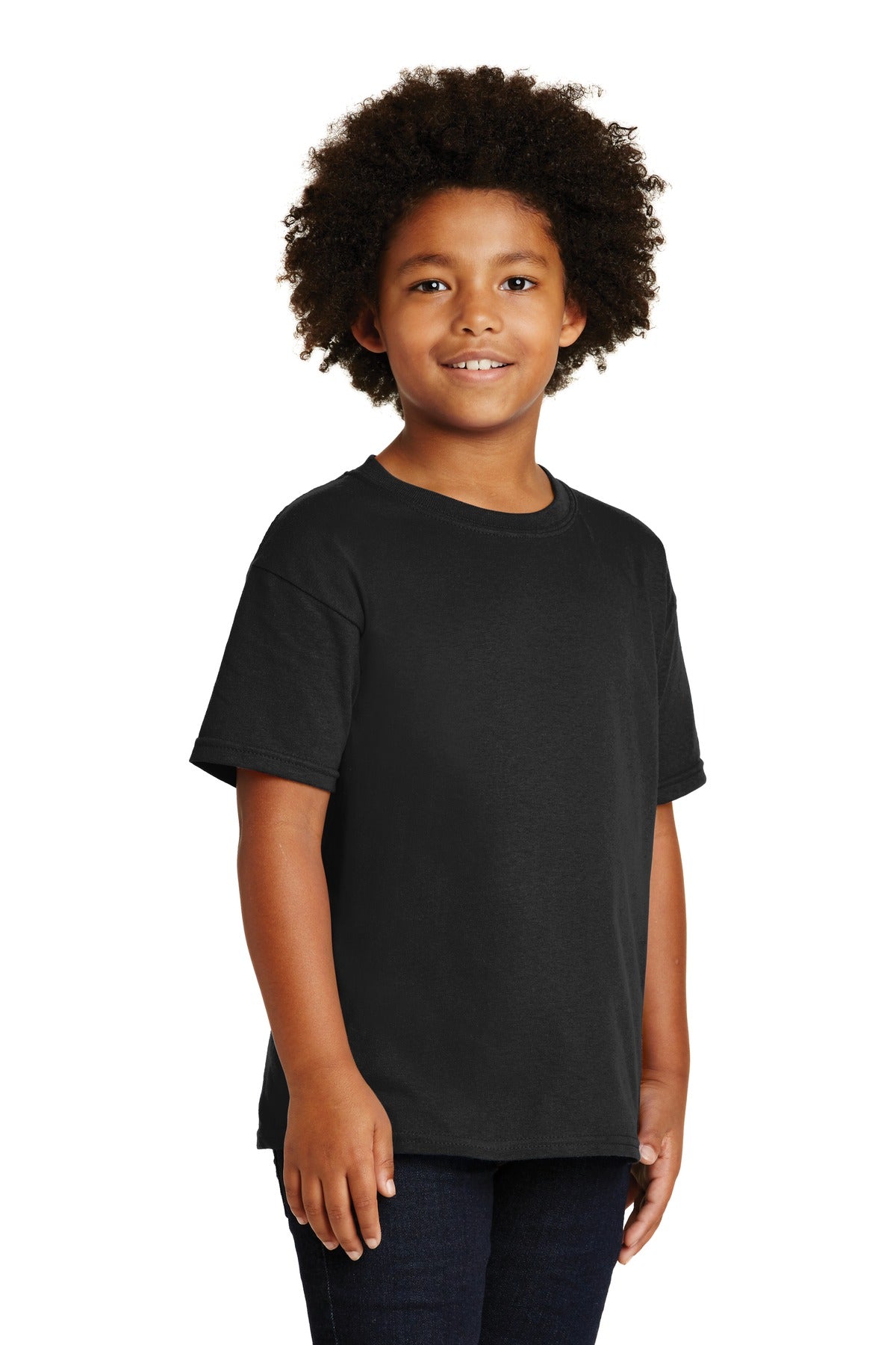 Black Gildan - Youth Heavy Cotton 100% Cotton T-Shirt. 5000B