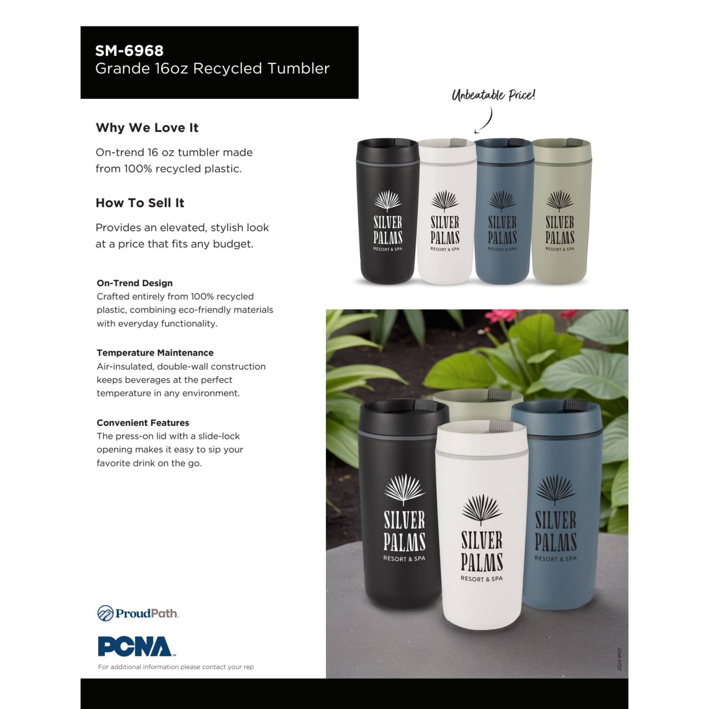 Black Grande 16oz Recycled Tumbler