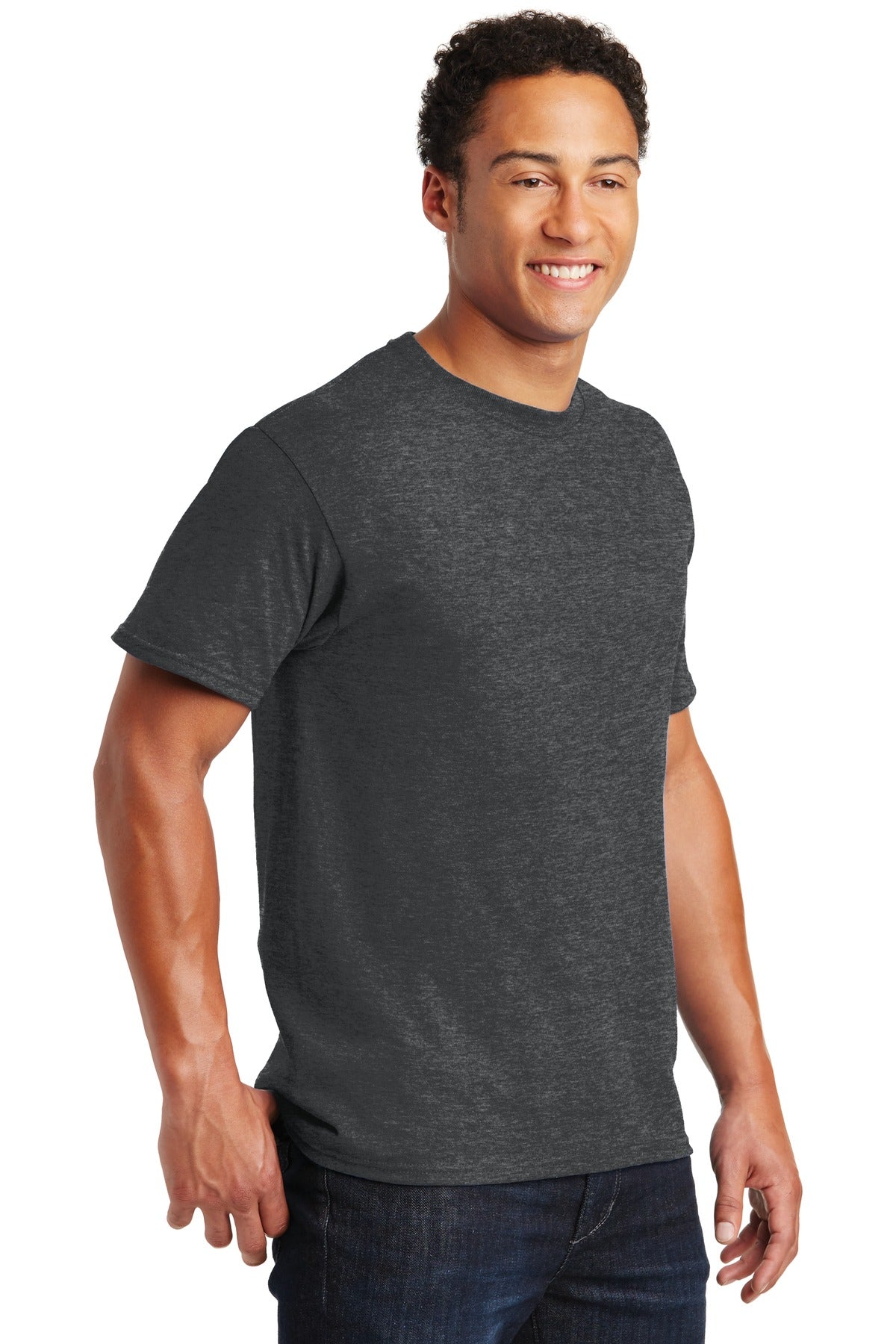 BLACK HEATHER Jerzees - Dri-Power 50/50 Cotton/Poly T-Shirt. 29M