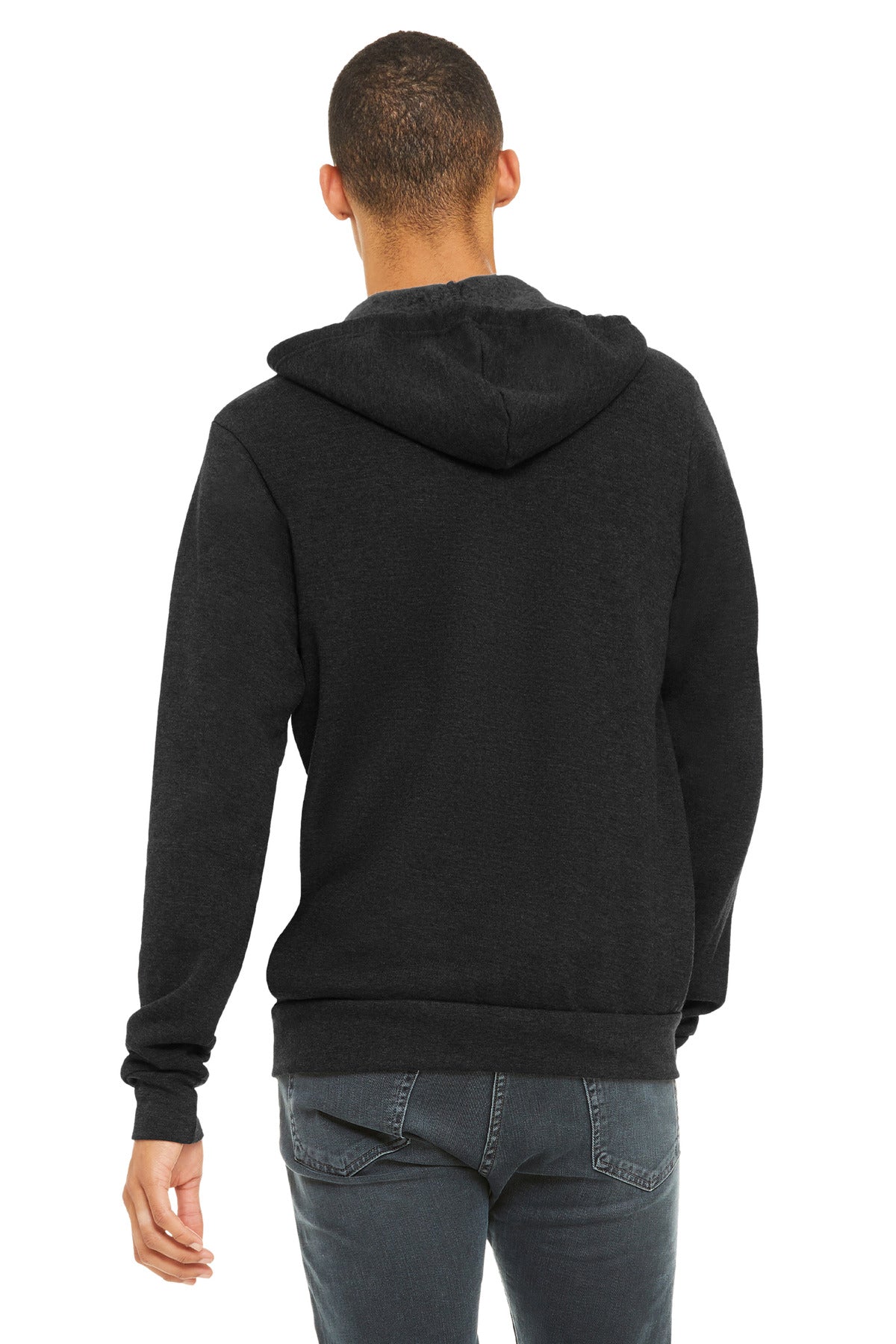 Black Ht BELLA+CANVAS Unisex Sponge Fleece Full-Zip Hoodie. BC3739